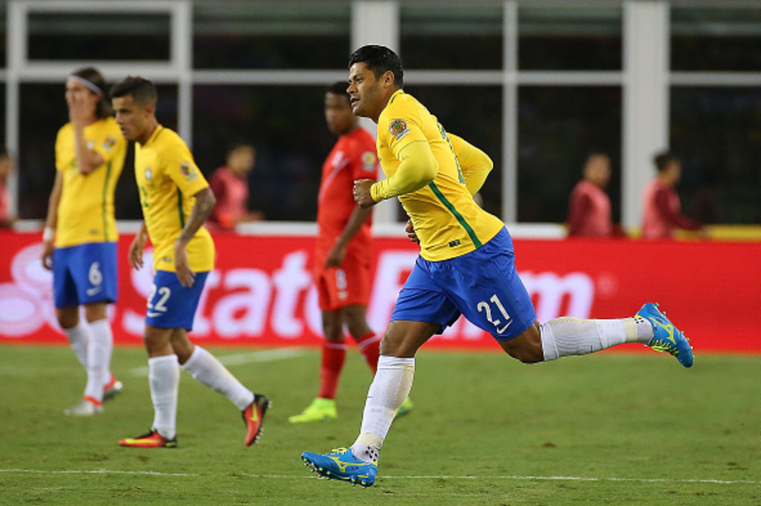 FOXBORO, MA - JUNE 12:  Hulk #21 of Brazil enters the game in the second half of the 2016 Copa America Centenario Group B match with Brazil  at Gillette Stadium on June 12, 2016 in Foxboro, Massachusetts. (Photo by Jim Rogash/Getty Images)