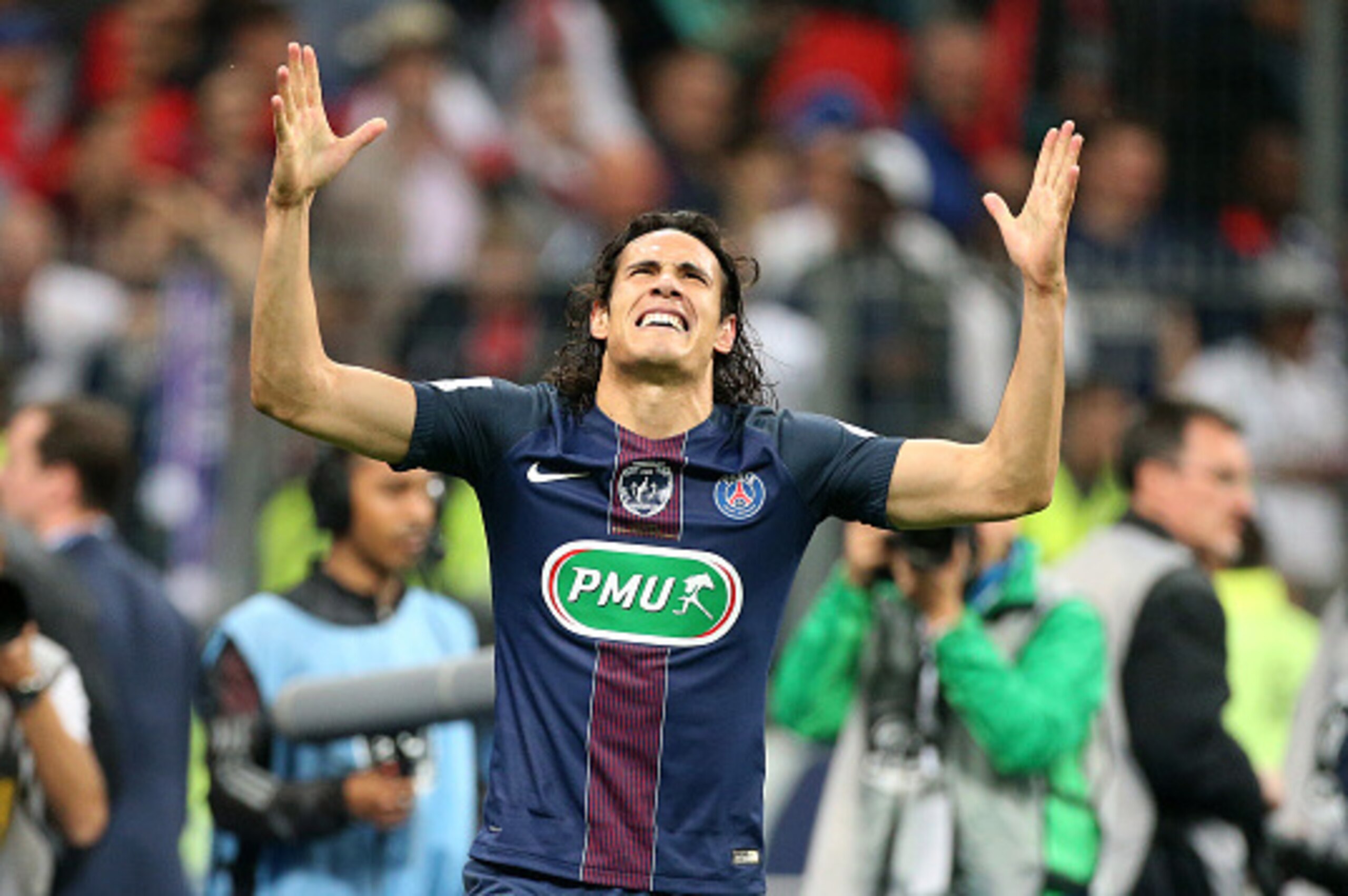 PARIS, FRANCE - MAY 21: Edinson Cavani of PSG celebrates his goal during the French Cup Final match between Paris Saint-Germain (PSG) and Olympique de Marseille (OM) at Stade de France on May 21, 2016 in Saint-Denis nearby Paris, France. (Photo by Jean Ca