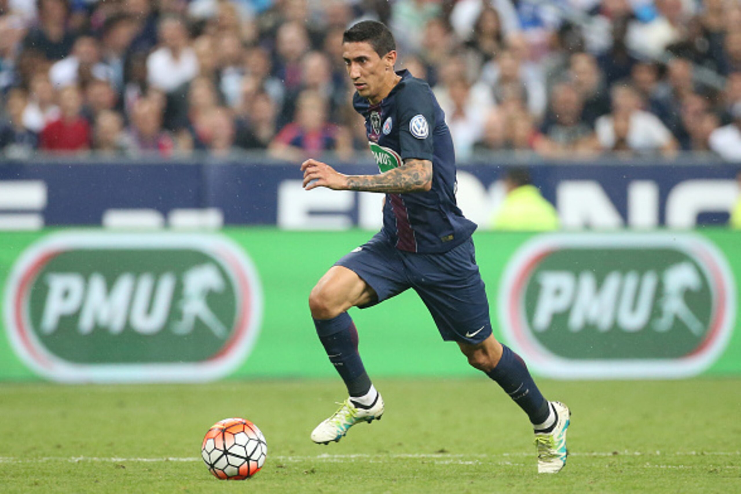 PARIS, FRANCE - MAY 21: Angel Di Maria of PSG in action during the French Cup Final match between Paris Saint-Germain (PSG) and Olympique de Marseille (OM) at Stade de France on May 21, 2016 in Saint-Denis nearby Paris, France. (Photo by Jean Catuffe/Gett