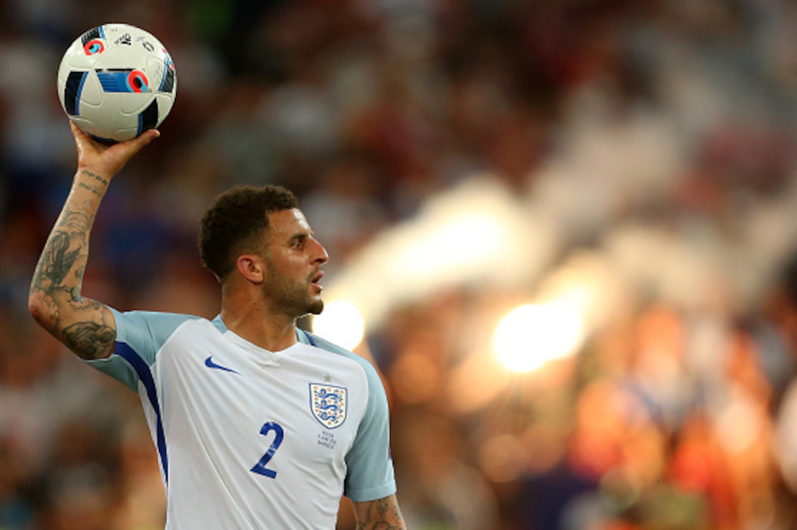 MARSEILLE, FRANCE - JUNE 11: Kyle Walker of England during the UEFA EURO 2016 Group B match between England and Russia at Stade Velodrome on June 11, 2016 in Marseille, France. (Photo by Catherine Ivill - AMA/Getty Images)