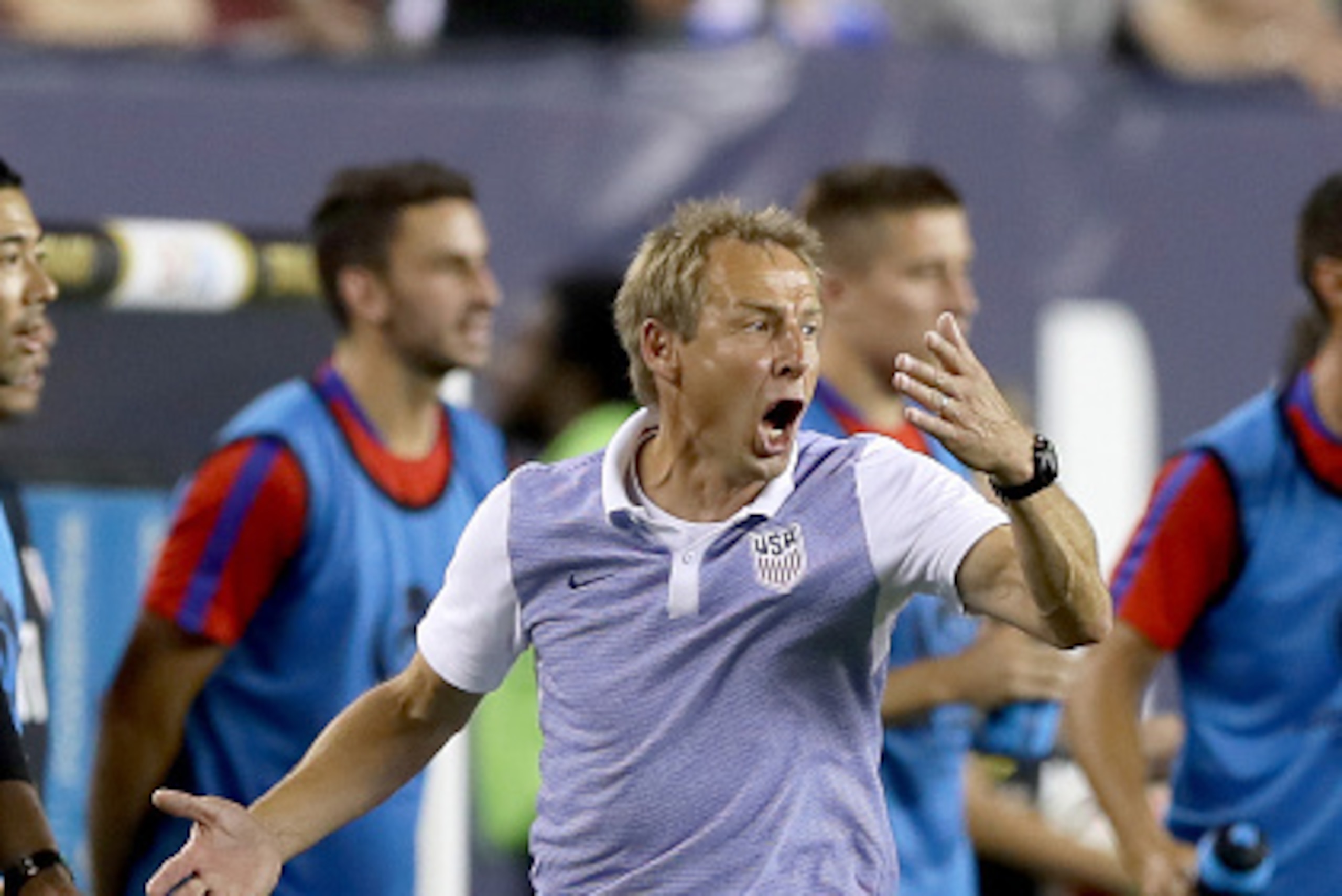 PHILADELPHIA, PA - JUNE 11:  Head coach Jurgen Klinsmann of the United States reacts after a call was not made against Paraguay during the Copa America Centenario Group C match at Lincoln Financial Field on June 11, 2016 in Philadelphia, Pennsylvania.The 