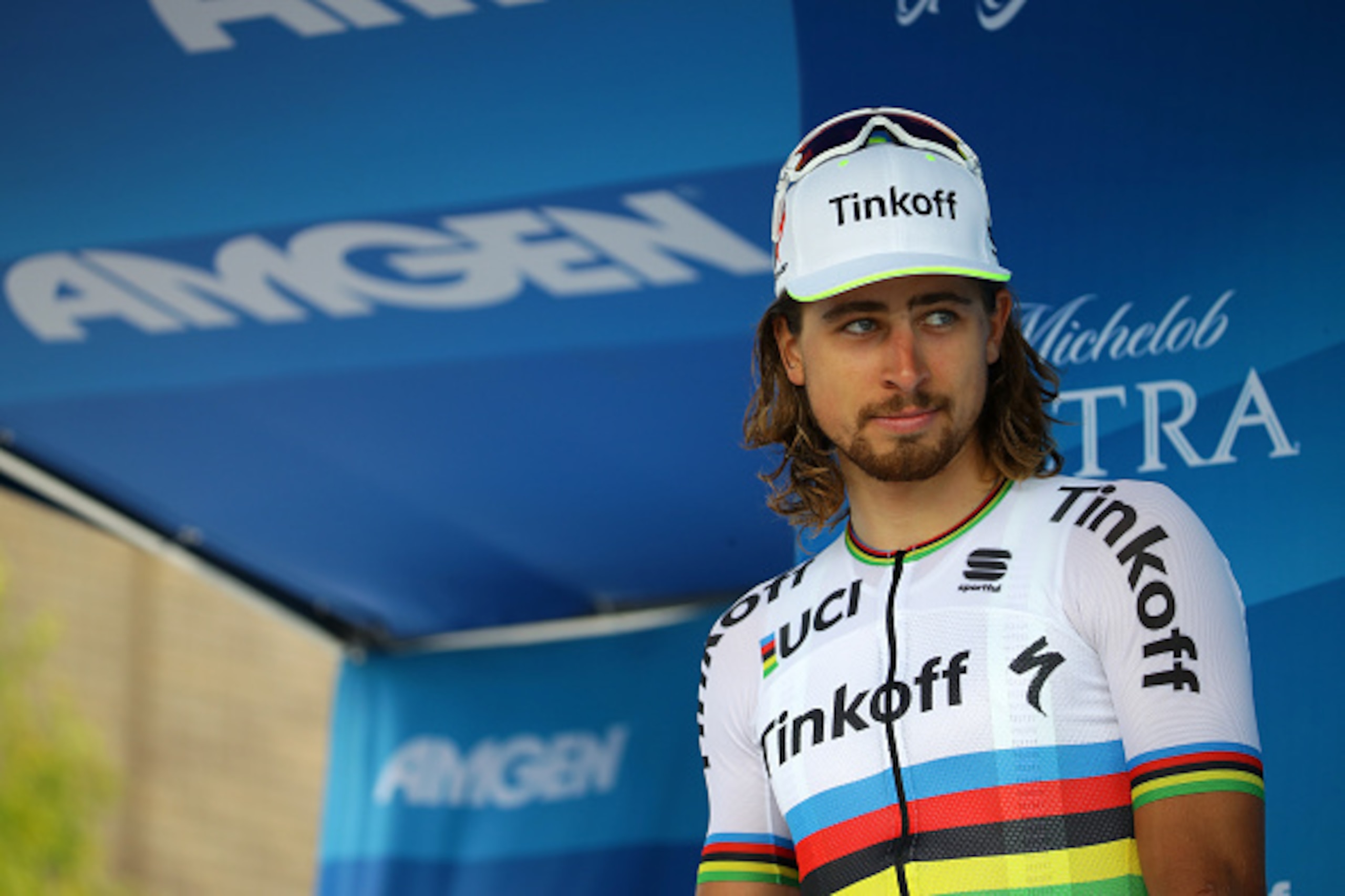 SANTA ROSA, CA - MAY 21:  Peter Sagan of Slovakia riding for Tinkoff poses for a photo on the podium following stage seven of the Amgen Tour of California  on May 21, 2016 in Santa Rosa, California.  (Photo by Chris Graythen/Getty Images)