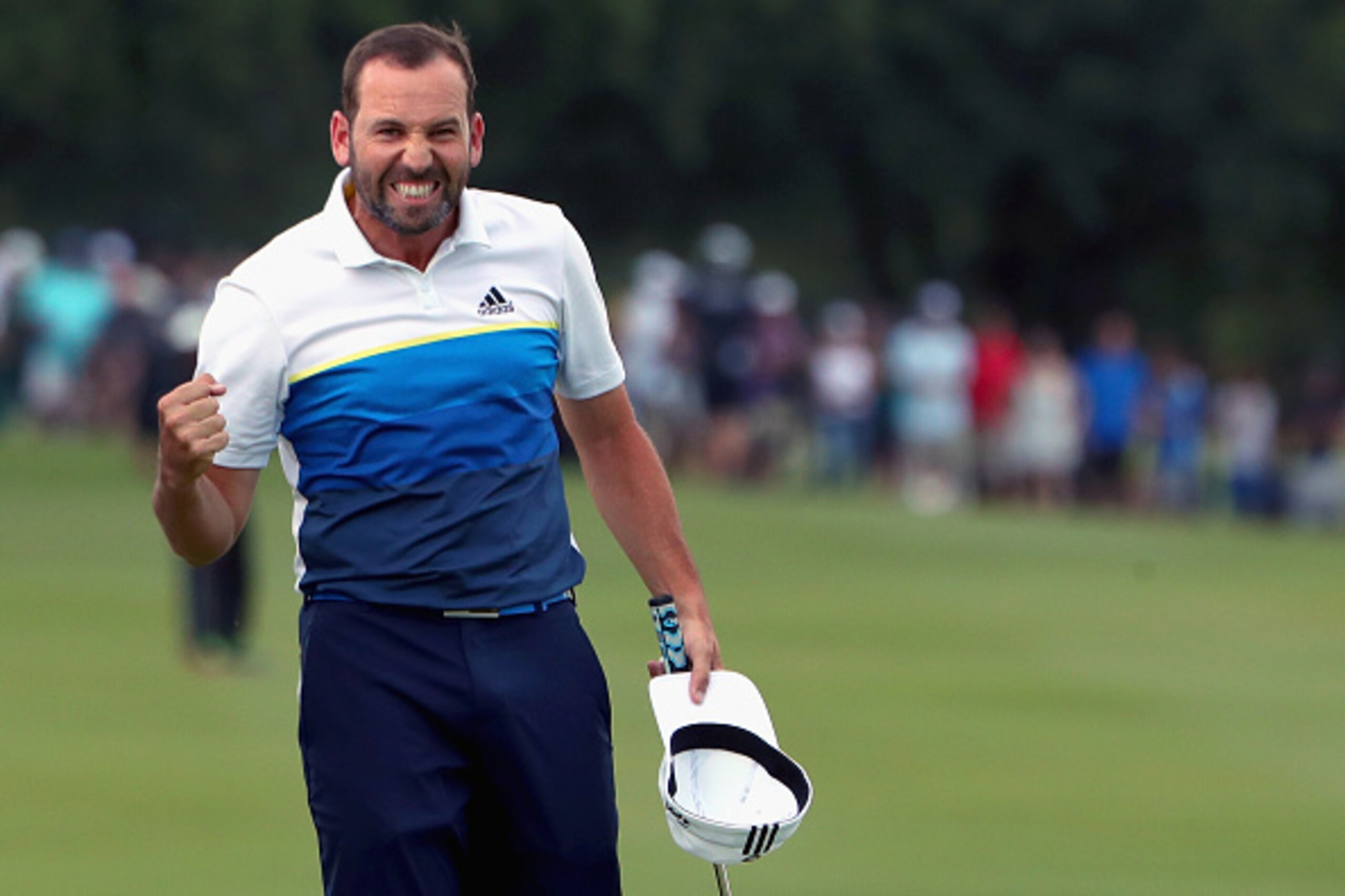 IRVING, TX - MAY 22:  Sergio Garcia of Spain celebrates after defeating Brooks Koepka on the first playoff hole to win the AT&T Byron Nelson on May 22, 2016 in Irving, Texas.  (Photo by Tom Pennington/Getty Images)