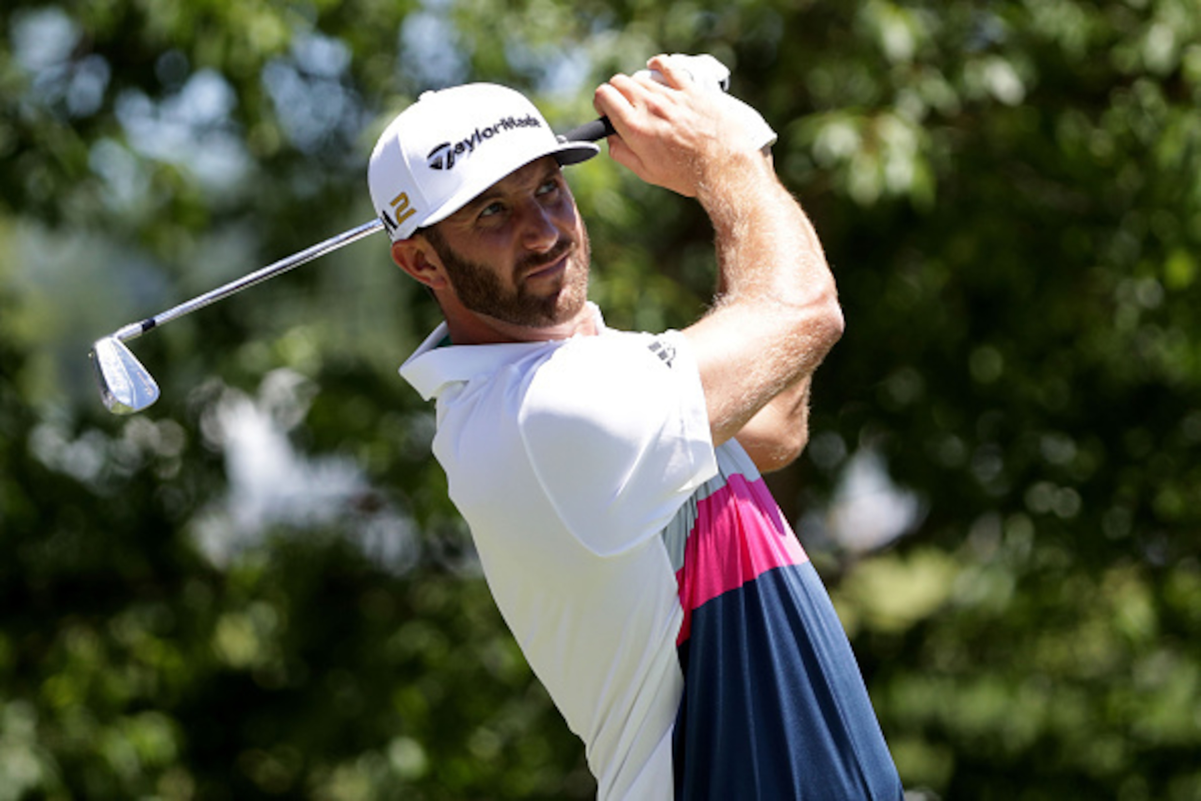 OAKMONT, PA - JUNE 14:  Dustin Johnson of the United States plays his shot during a practice round prior to the U.S. Open at Oakmont Country Club on June 14, 2016 in Oakmont, Pennsylvania.  (Photo by Sam Greenwood/Getty Images)