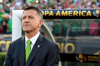 PASADENA, CA - JUNE 09:  Head Coach Juan Carlos Osorio of Mexico waits before the start of play against Jamaica during Copa America Centenario at Rose Bowl on June 9, 2016 in Pasadena, California.  (Photo by Harry How/Getty Images)