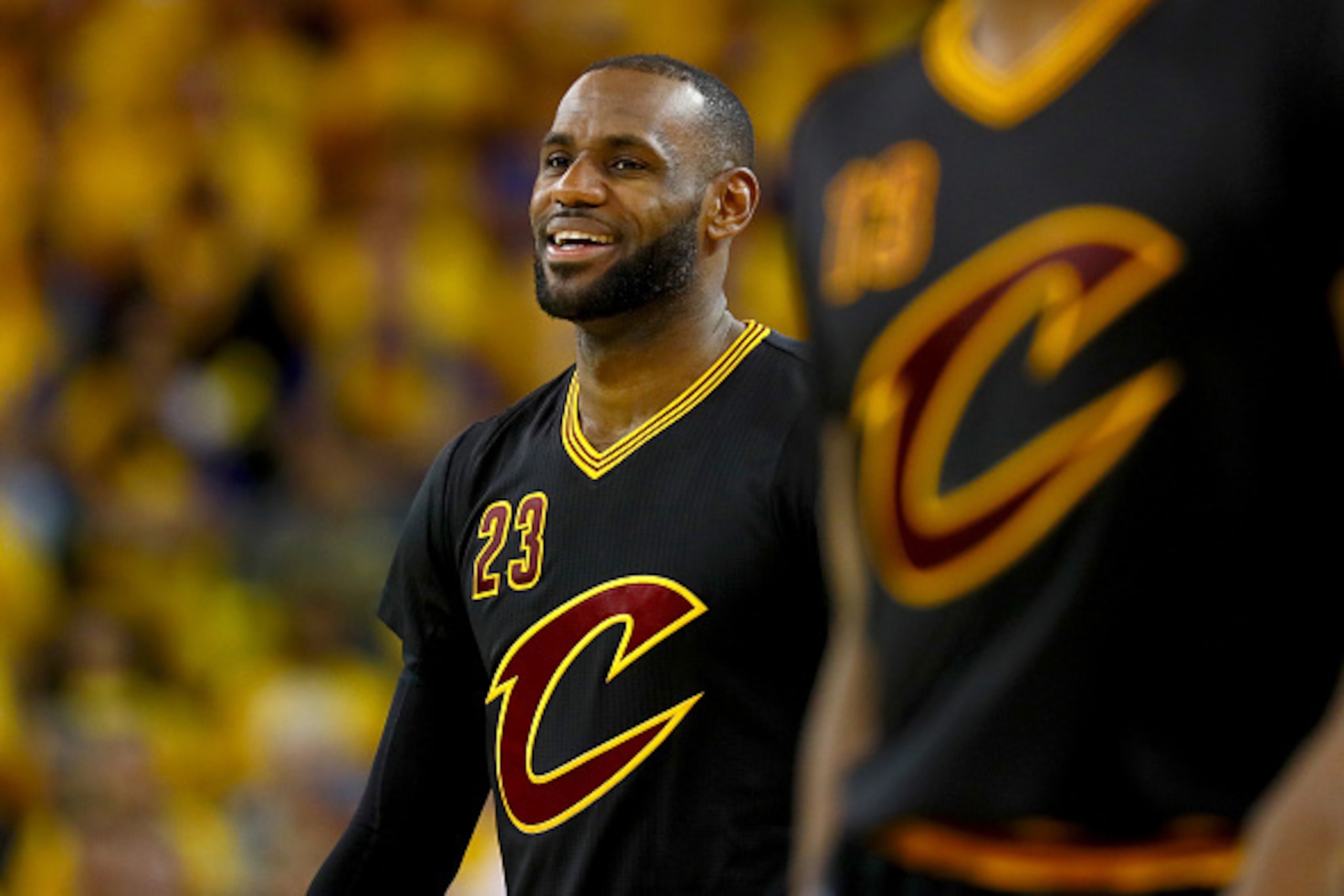 OAKLAND, CA - JUNE 13:  LeBron James #23 of the Cleveland Cavaliers smiles during the fourth quarter against the Golden State Warriors in Game 5 of the 2016 NBA Finals at ORACLE Arena on June 13, 2016 in Oakland, California. NOTE TO USER: User expressly a