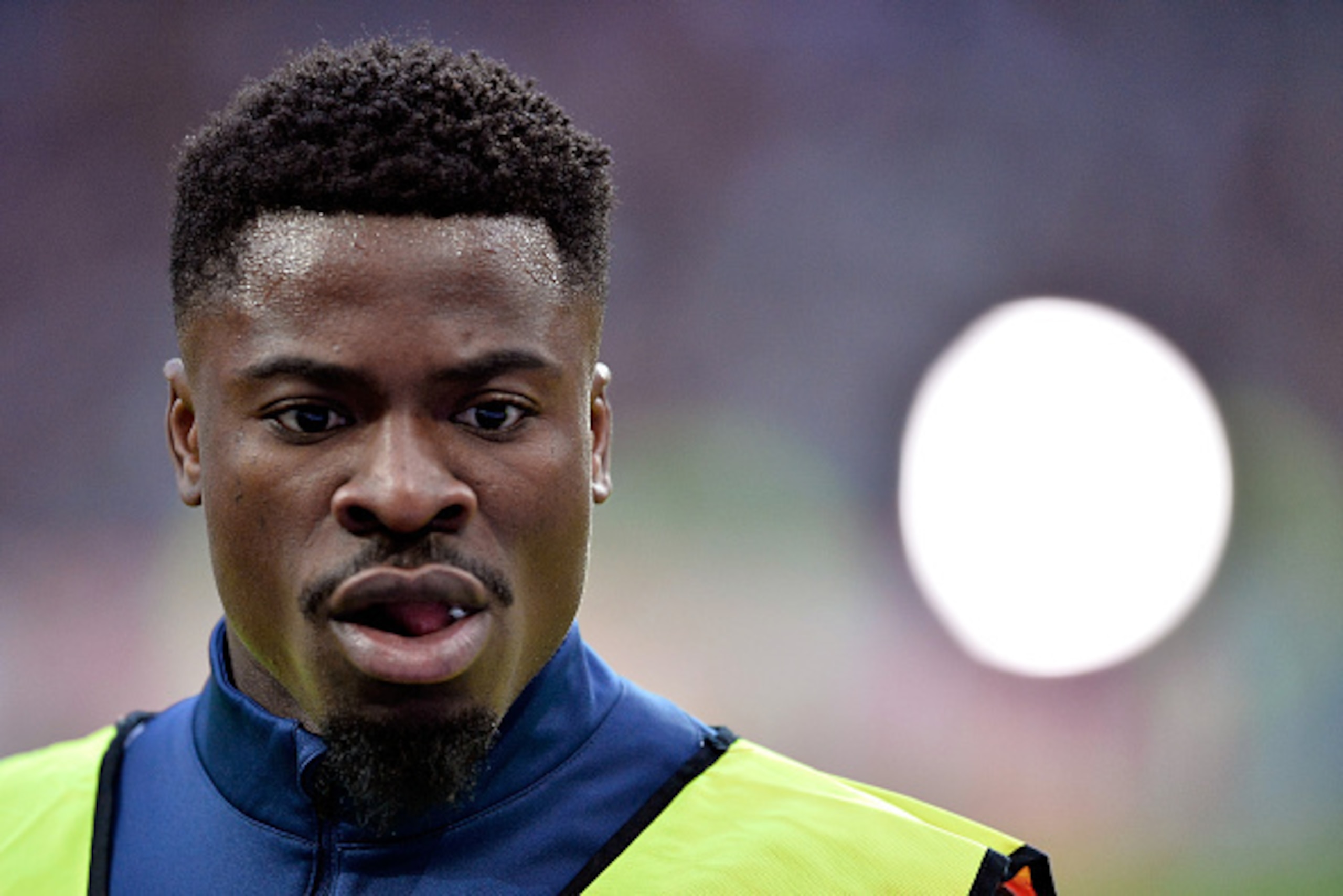 PARIS, FRANCE - APRIL 23:  Serge Aurier of Paris Saint-Germain reacts during warmup before the French Cup Final game between Paris Saint-Germain and Llosc Lille at Stade de France on April 23, 2016 in Paris, France.  (Photo by Aurelien Meunier/Getty Image