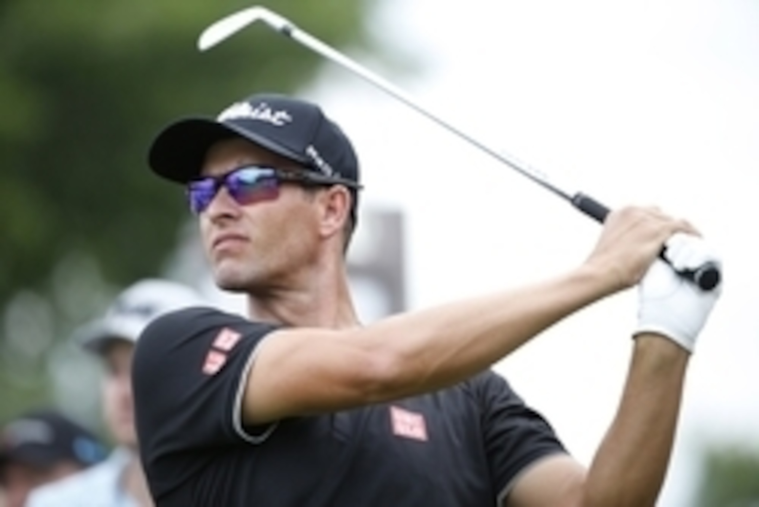 May 26, 2016; Fort Worth, TX, USA; Adam Scott hits his tee shot on the 17th during the first round of the 2016 Dean & Deluca Invitational. at Colonial Country Club. Mandatory Credit: Erich Schlegel-USA TODAY Sports