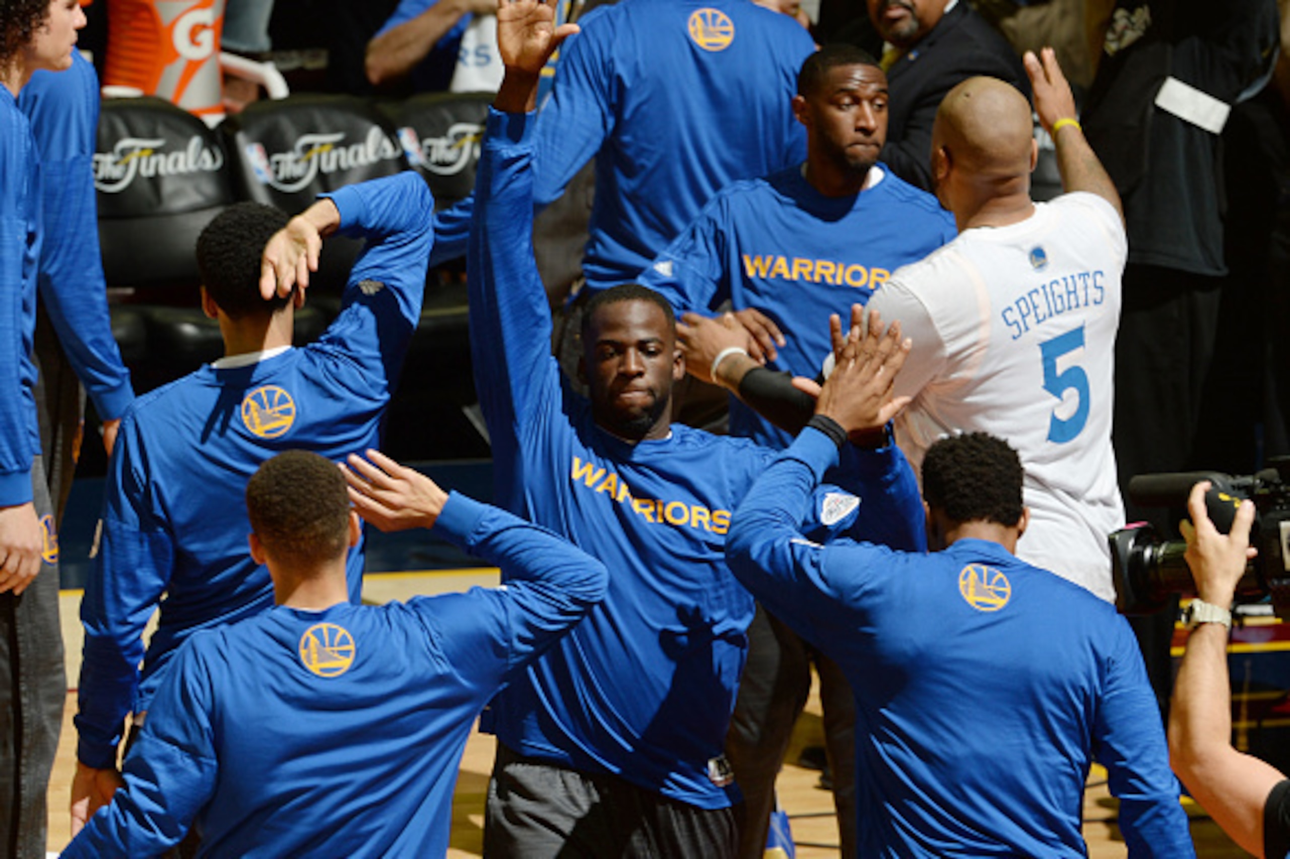 CLEVELAND, OH - JUNE 10: Draymond Green #23 of the Golden State Warriors is introduced before facing the .ce for Game Four of the 2016 NBA Finals on June 10, 2016 at Quicken Loans Arena in Cleveland, Ohio. NOTE TO USER: User expressly acknowledges and agr