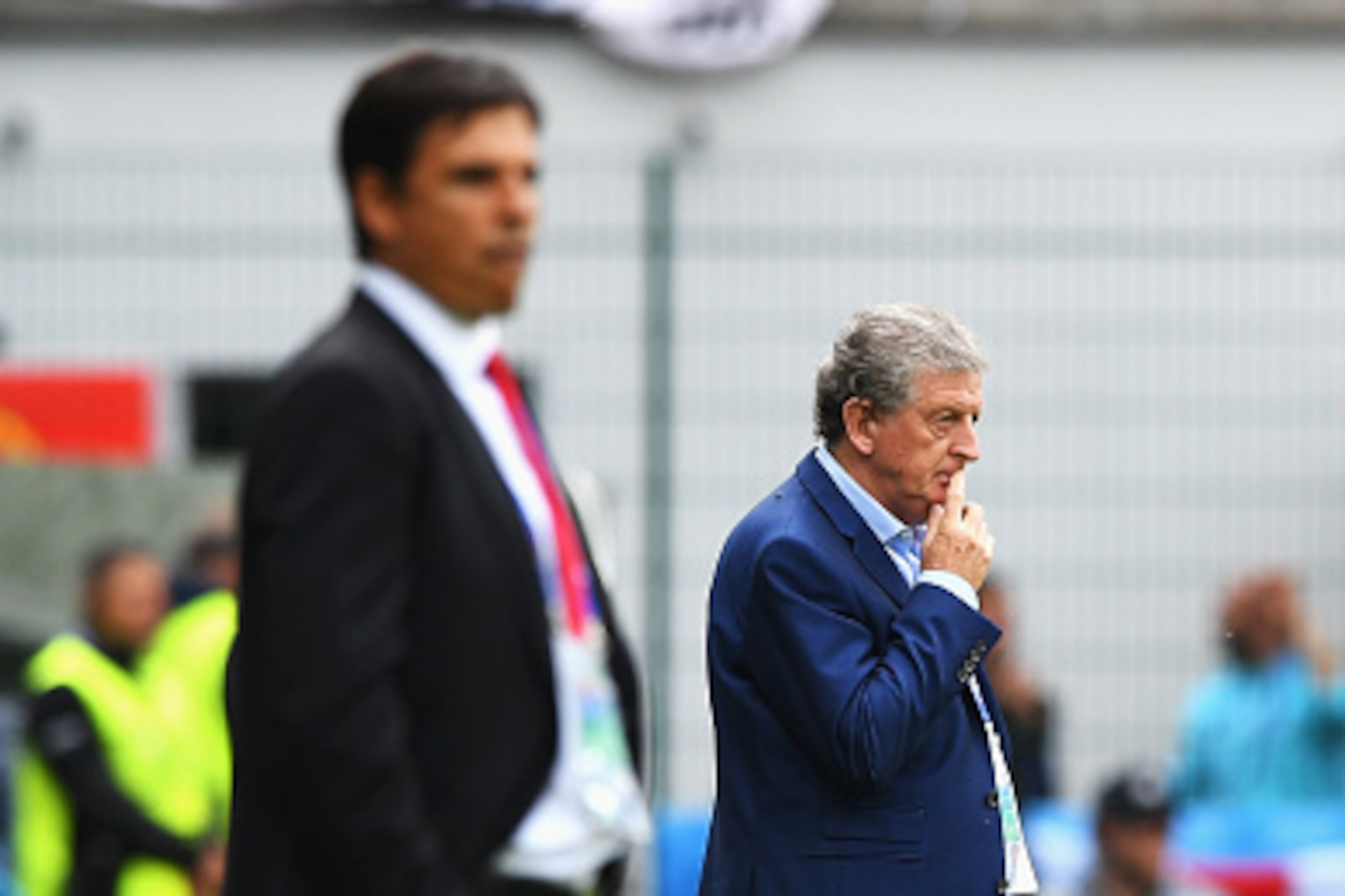 LENS, FRANCE - JUNE 16: Roy Hodgson manager of England looks on during the UEFA EURO 2016 Group B match between England and Wales at Stade Bollaert-Delelis on June 16, 2016 in Lens, France.  (Photo by Stu Forster/Getty Images)