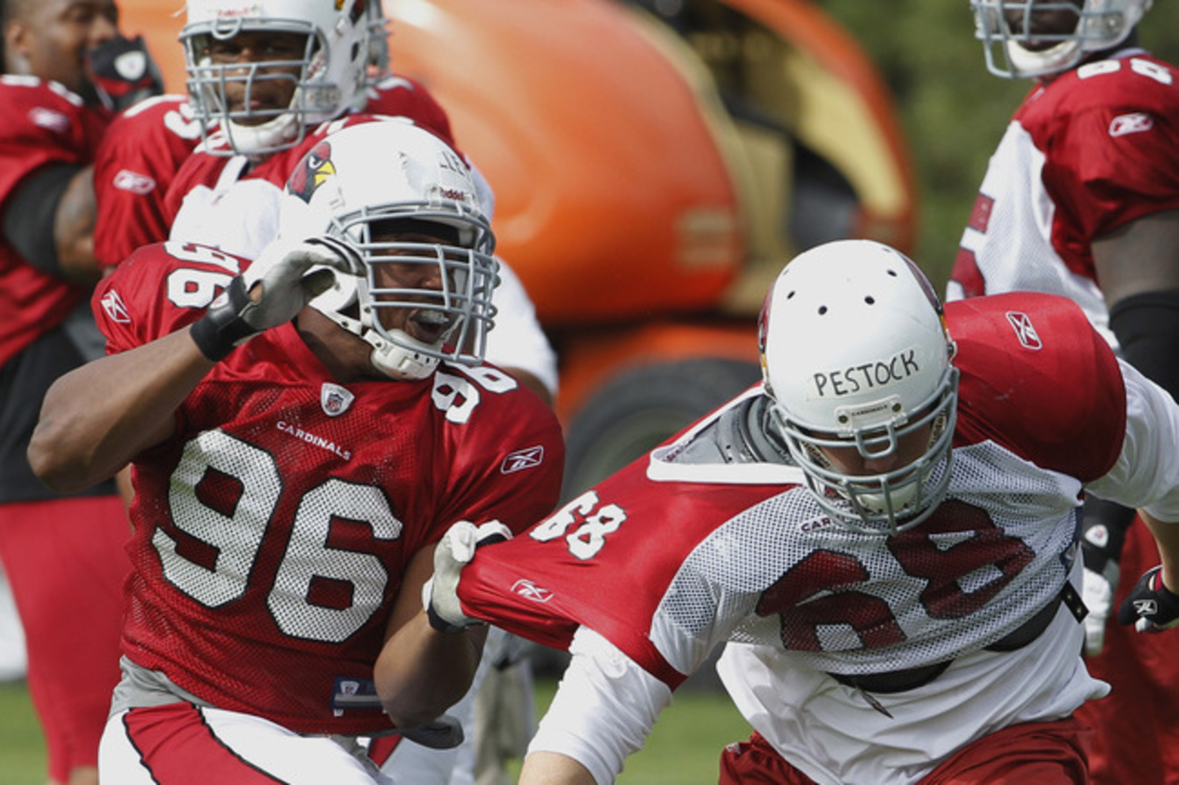 Corbin battling at Cardinals practice.