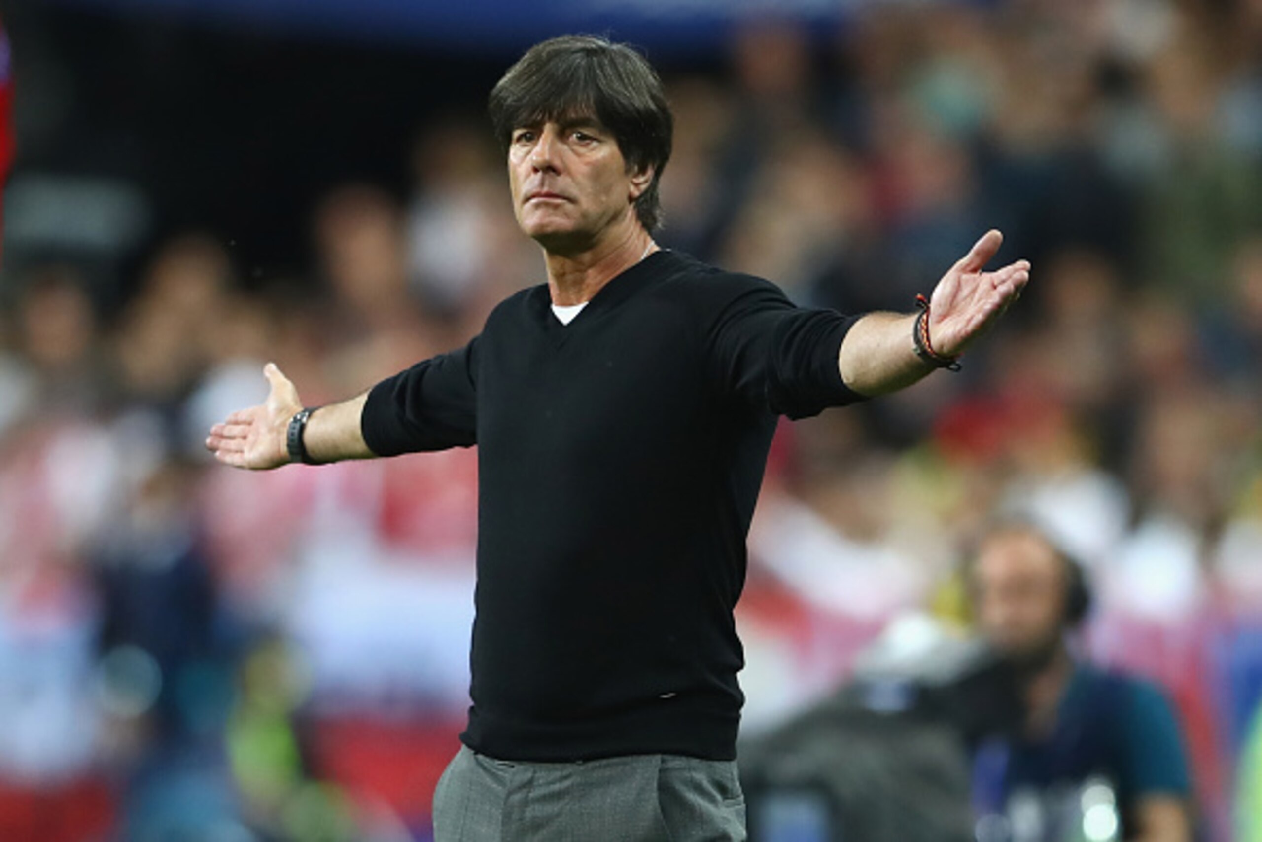 PARIS, FRANCE - JUNE 16:  Joachim Loew, head coach of Germany gestures during the UEFA EURO 2016 Group C match between Germany and Poland at Stade de France on June 16, 2016 in Paris, France.  (Photo by Alexander Hassenstein/Getty Images)