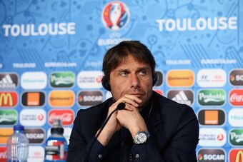 TOULOUSE, FRANCE - JUNE 16:  In this handout image provided by UEFA, Head coach Antonio Conte of Italy attends the press conference at Stadium Municipal on June 16, 2016 in Toulouse, France.  (Photo by Handout/UEFA via Getty Images)