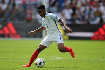LENS, FRANCE - JUNE 16:  Raheem Sterling of England in action during the UEFA EURO 2016 Group B match between England v Wales at Stade Bollaert-Delelis on June 16, 2016 in Lens, France.  (Photo by Matthew Ashton - AMA/Getty Images)