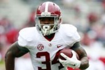 Apr 16, 2016; Tuscaloosa, AL, USA; Alabama Crimson Tide running back Damien Harris (34) carries the ball during the annual A-day game at Bryant-Denny Stadium. Mandatory Credit: Marvin Gentry-USA TODAY Sports