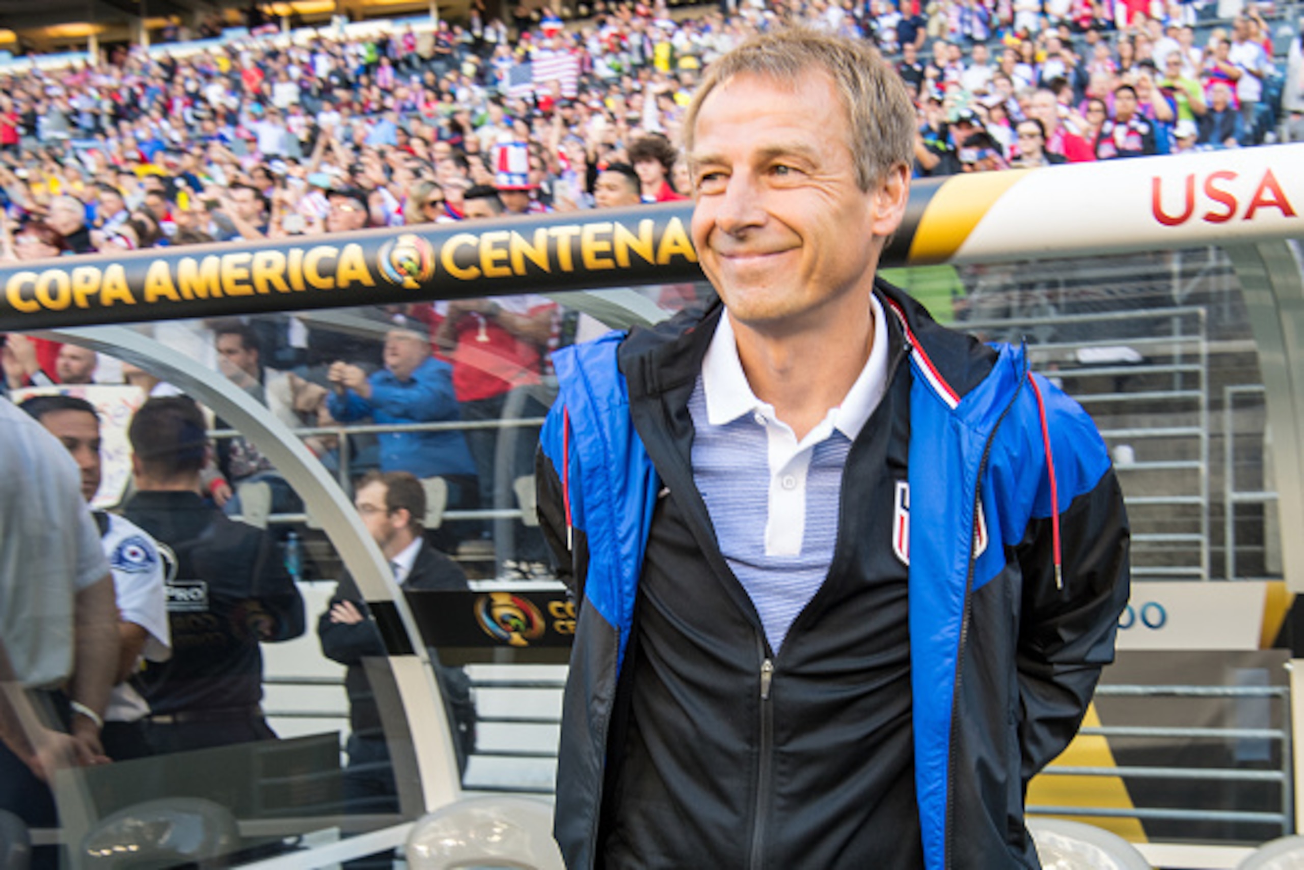 SEATTLE, WA - JUNE 16: Jurgen Klinsmann prior to the Copa America Centenario Quarterfinal match between United States and Ecuador at CenturyLink Field on June 16, 2016 in Seattle, Washington. The United States won the match 2-0. (Photo by Shaun Clark/Gett