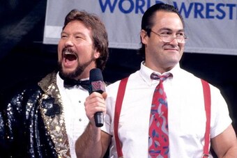 Ted DiBiase with his tag team partner Irwin R. Schyster.