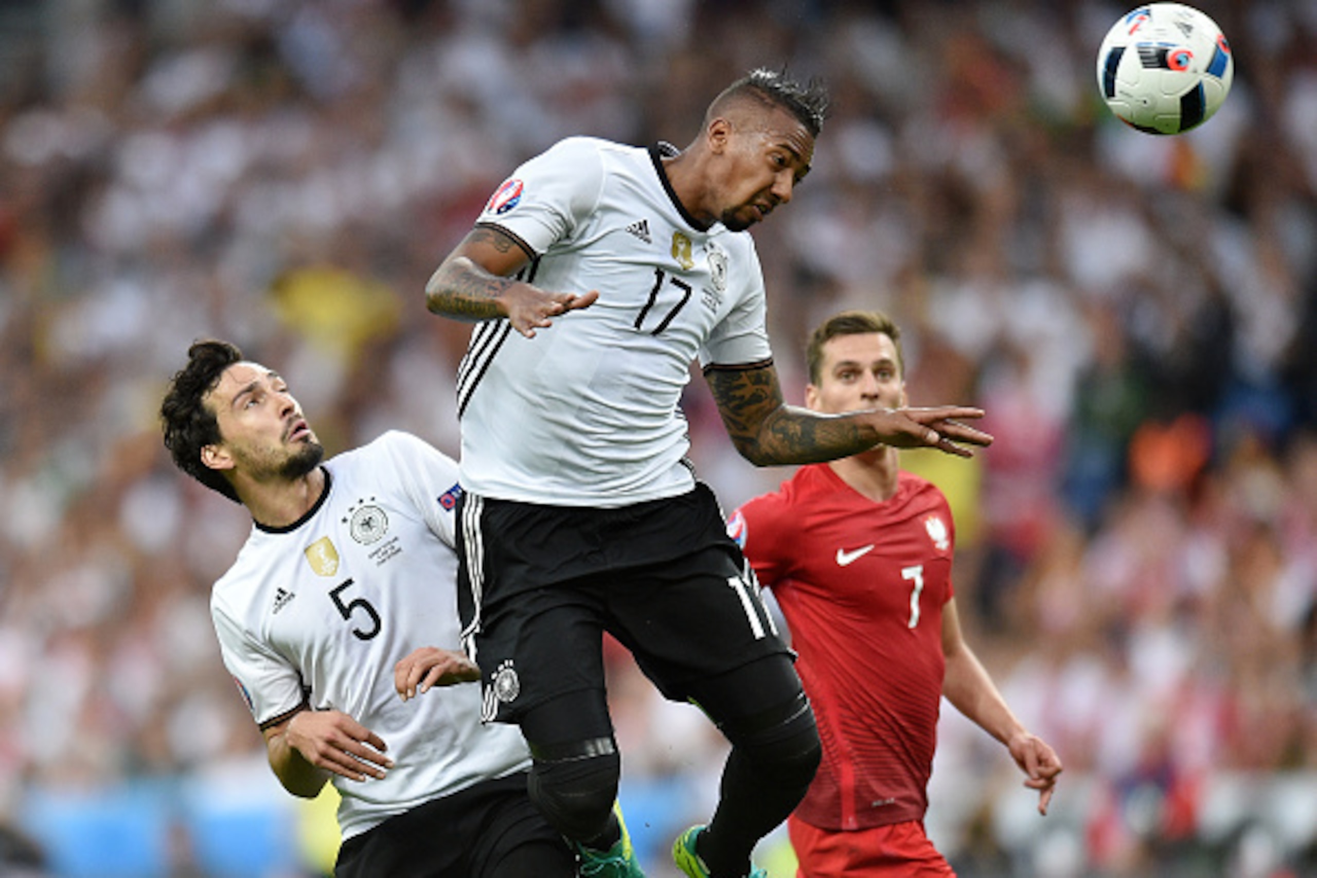 2016.06.16 Saint-Denis
Football UEFA Euro 2016 group C game between Poland and Germany
Mats Hummels, Jerome Boateng, Arkadiusz Milik
Credit: Lukasz Laskowski / PressFocus/MB Media 2016.06.16 Saint-Denis
Football UEFA Euro 2016 group C game between Poland and Germany
Mats Hummels, Jerome Boateng, Arkadiusz Milik
Credit: Lukasz Laskowski / PressFocus/MB Media