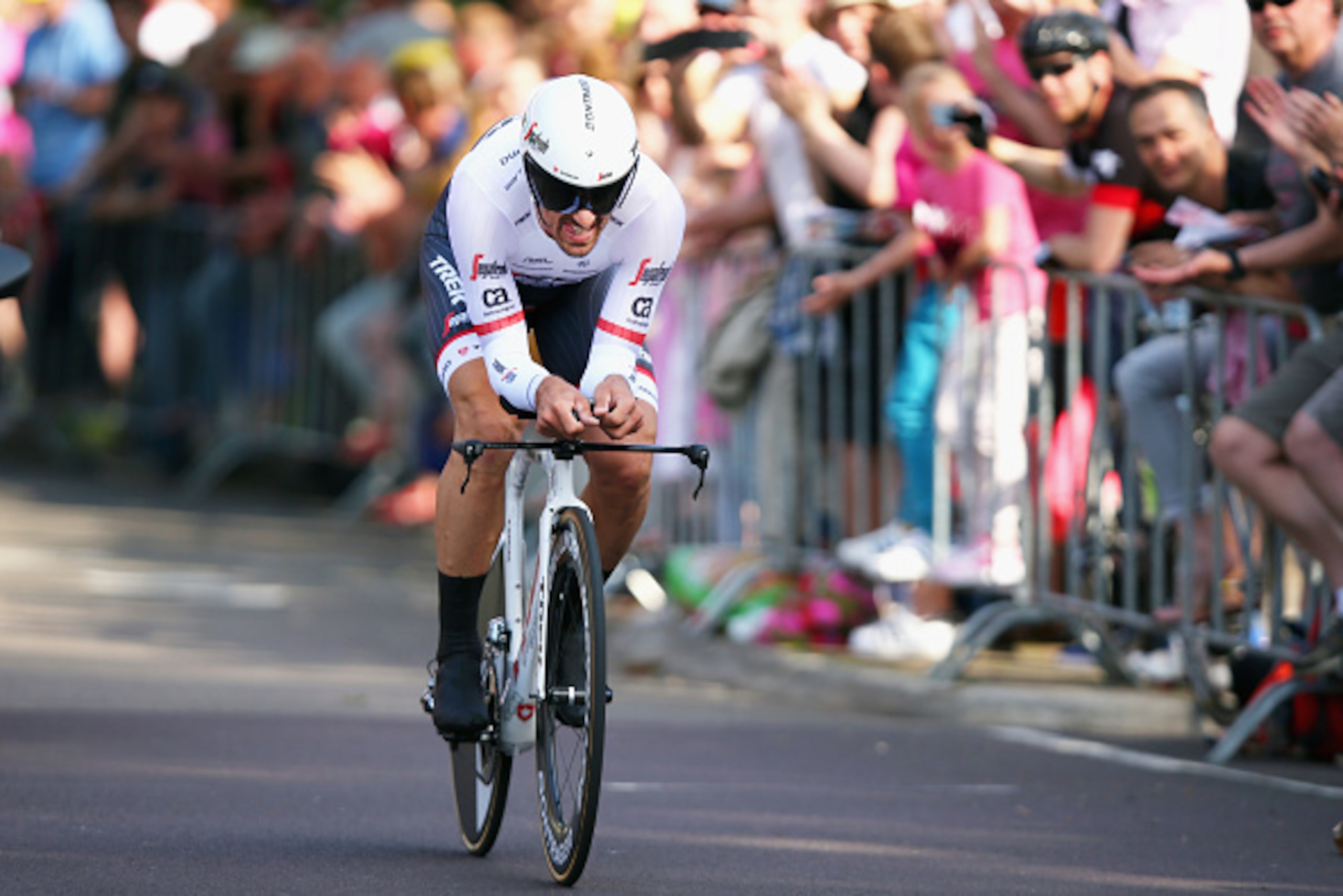 APELDOORN, NETHERLANDS - MAY 06:  Fabian Cancellara of Switzerland and Trek Segafredo in action on stage one of the 2016 Giro, a 9.8km individual time-trial through Apeldoorn on May 06, 2016 in Apeldoorn, Netherlands.  (Photo by Bryn Lennon/Getty Images)