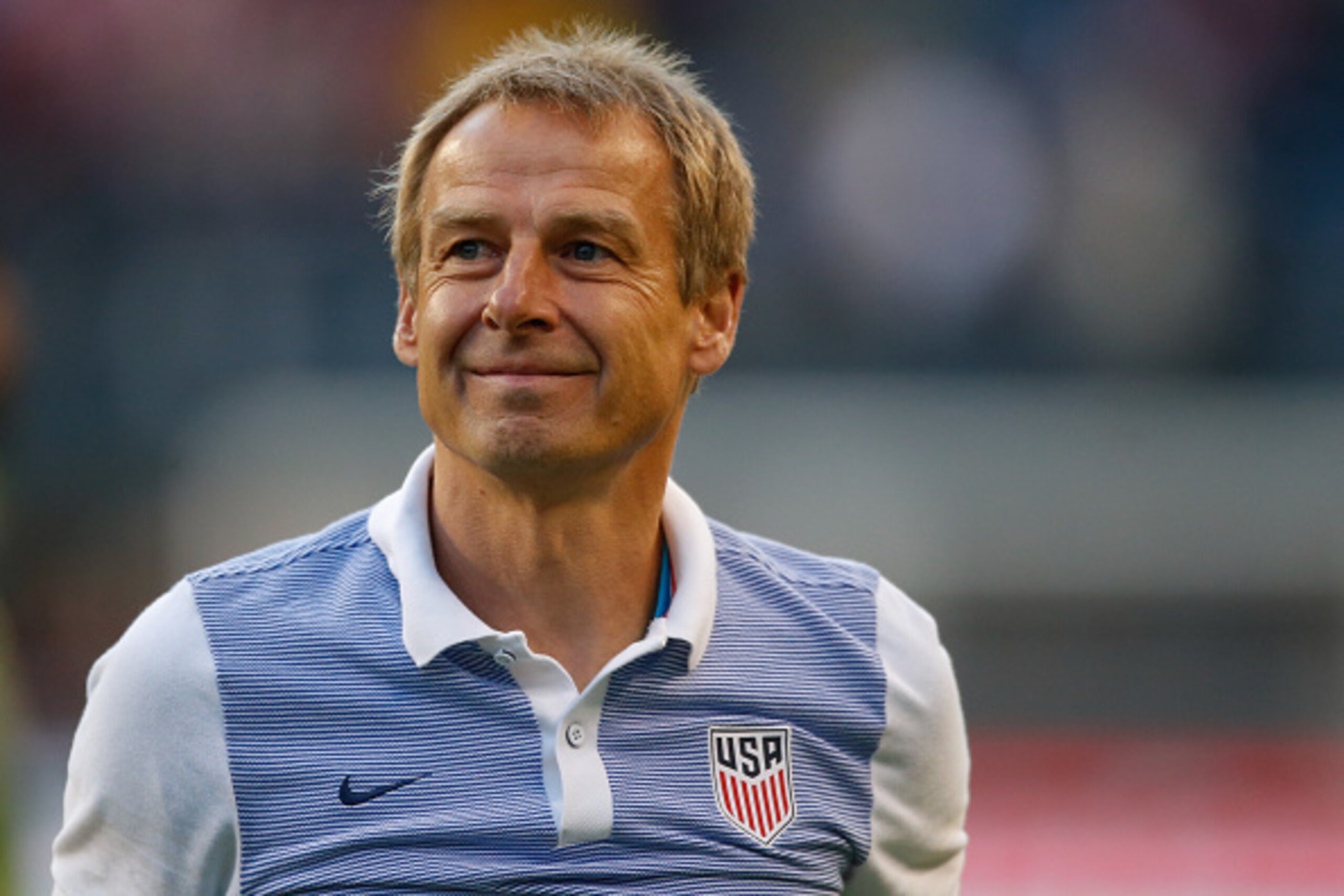 SEATTLE, WA - JUNE 16:  Head coach Jurgen Klinsmann of the United States smiles as he walks off the pitch after defeating Ecuador in the 2016 Quarterfinal - Copa America Centenario match at CenturyLink Field on June 16, 2016 in Seattle, Washington.  (Phot