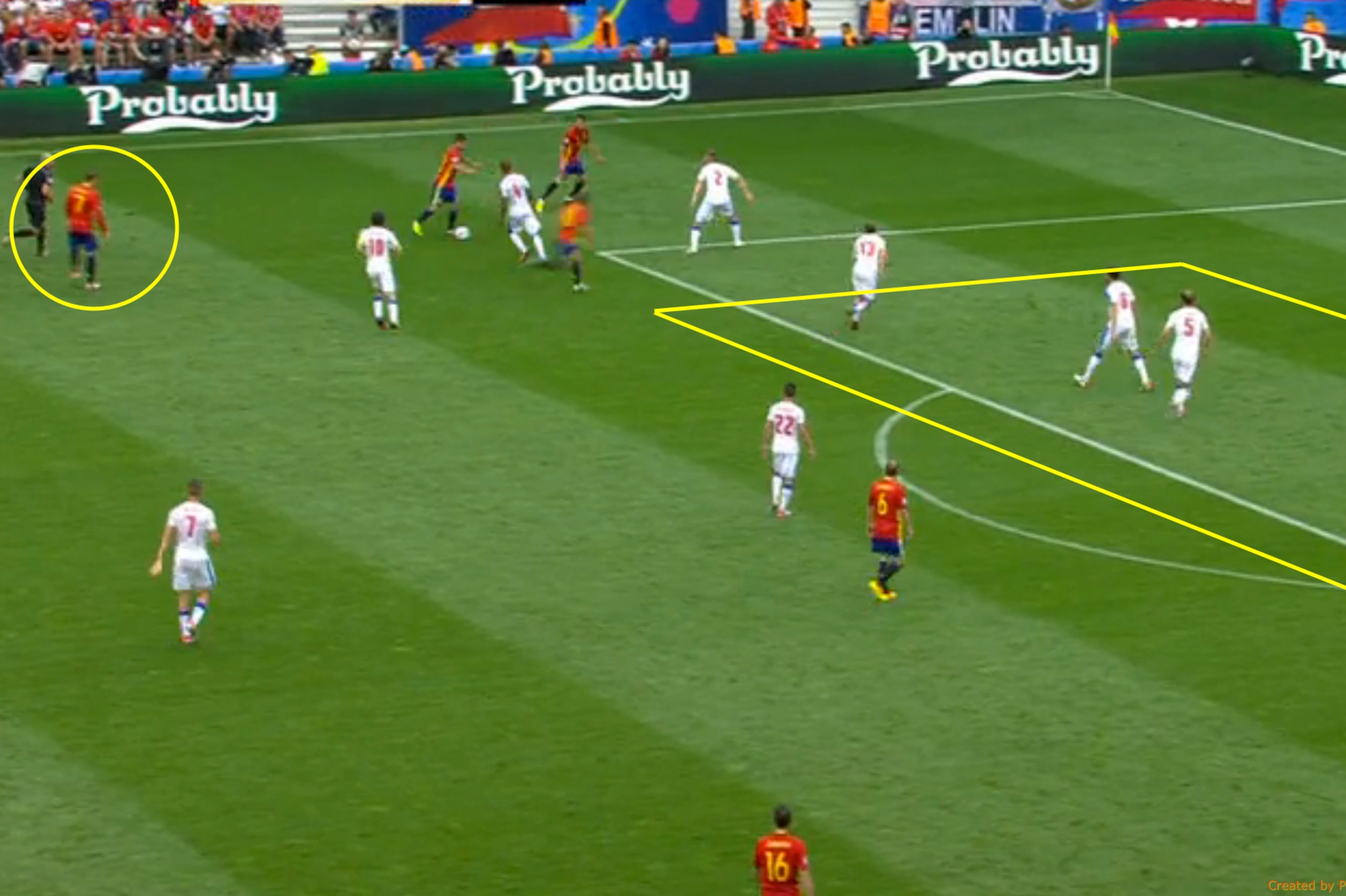 The sight of Morata outside the box was a common one against the Czechs.