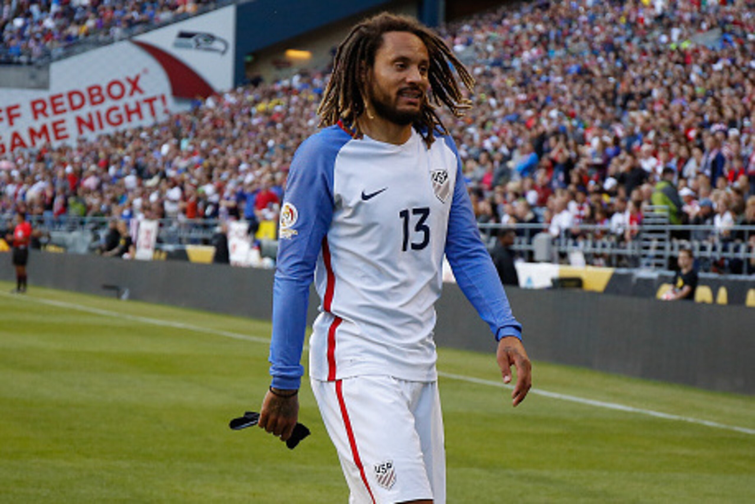 SEATTLE, WA - JUNE 16:  Jermaine Jones #13 of the United States walks off the pitch after being sent off against Ecuador during the 2016 Quarterfinal - Copa America Centenario match at CenturyLink Field on June 16, 2016 in Seattle, Washington. The United 