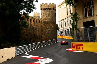 BAKU, AZERBAIJAN - JUNE 17:  Sebastian Vettel of Germany drives the  Scuderia Ferrari SF16-H Ferrari 059/5 turbo during practice for the European Formula One Grand Prix at Baku City Circuit on June 17, 2016 in Baku, Azerbaijan.  (Photo by Dan Istitene/Get