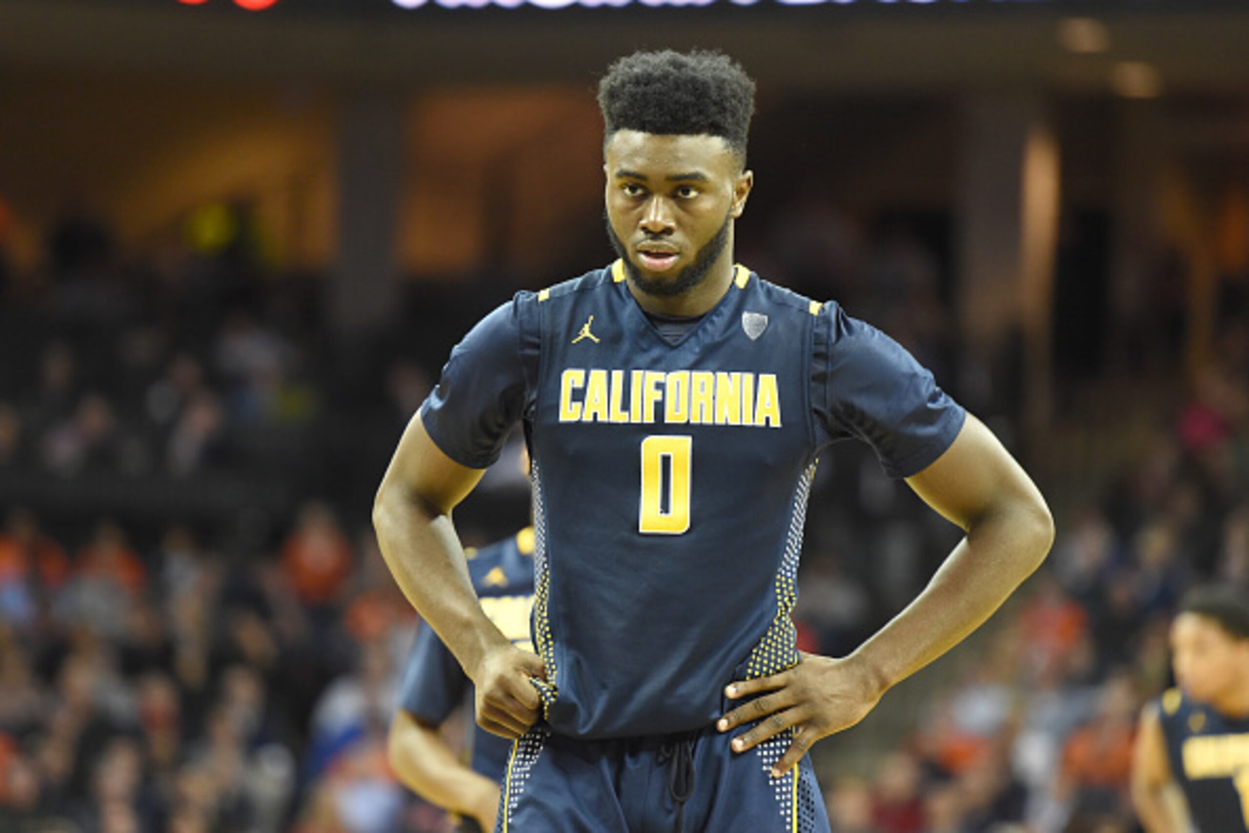 CHARLOTTESVILLE, VA - DECEMBER 22: Jaylen Brown #0 of the California Golden Bears looks on during a college basketball game against the Virginia Cavaliers at John Paul Jones Arena on December 22, 2015 in Charlottesville, Virginia. The Cavaliers won 63-6 CHARLOTTESVILLE, VA - DECEMBER 22: Jaylen Brown #0 of the California Golden Bears looks on during a college basketball game against the Virginia Cavaliers at John Paul Jones Arena on December 22, 2015 in Charlottesville, Virginia. The Cavaliers won 63-6