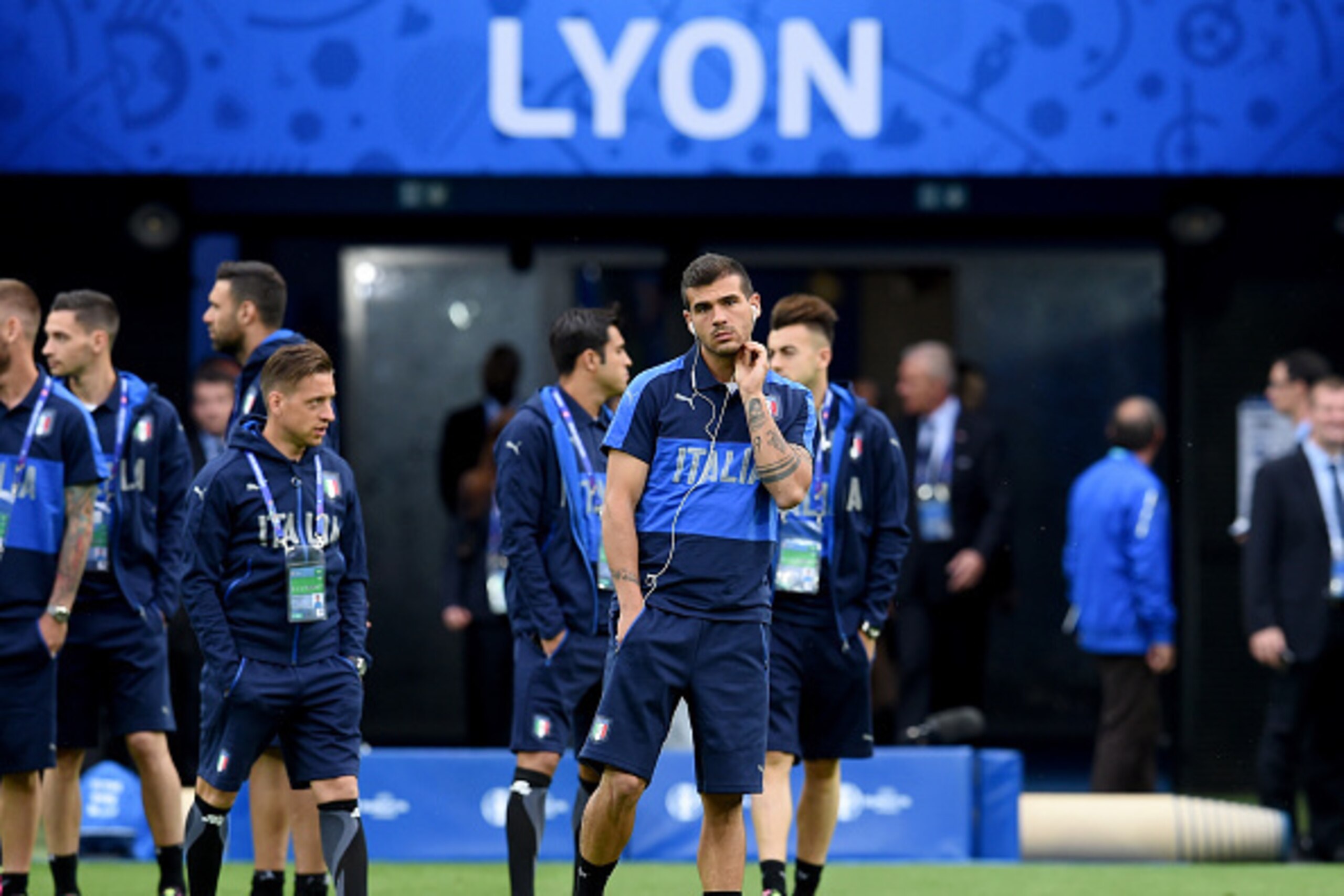 LYON, FRANCE - JUNE 12:  Stefano Sturaro of Italy stands on the pitch on the eve of their UEFA Euro 2016 Group E match against Belgium at Stade de Lyon on June 12, 2016 in Lyon, France.  (Photo by Claudio Villa/Getty Images)