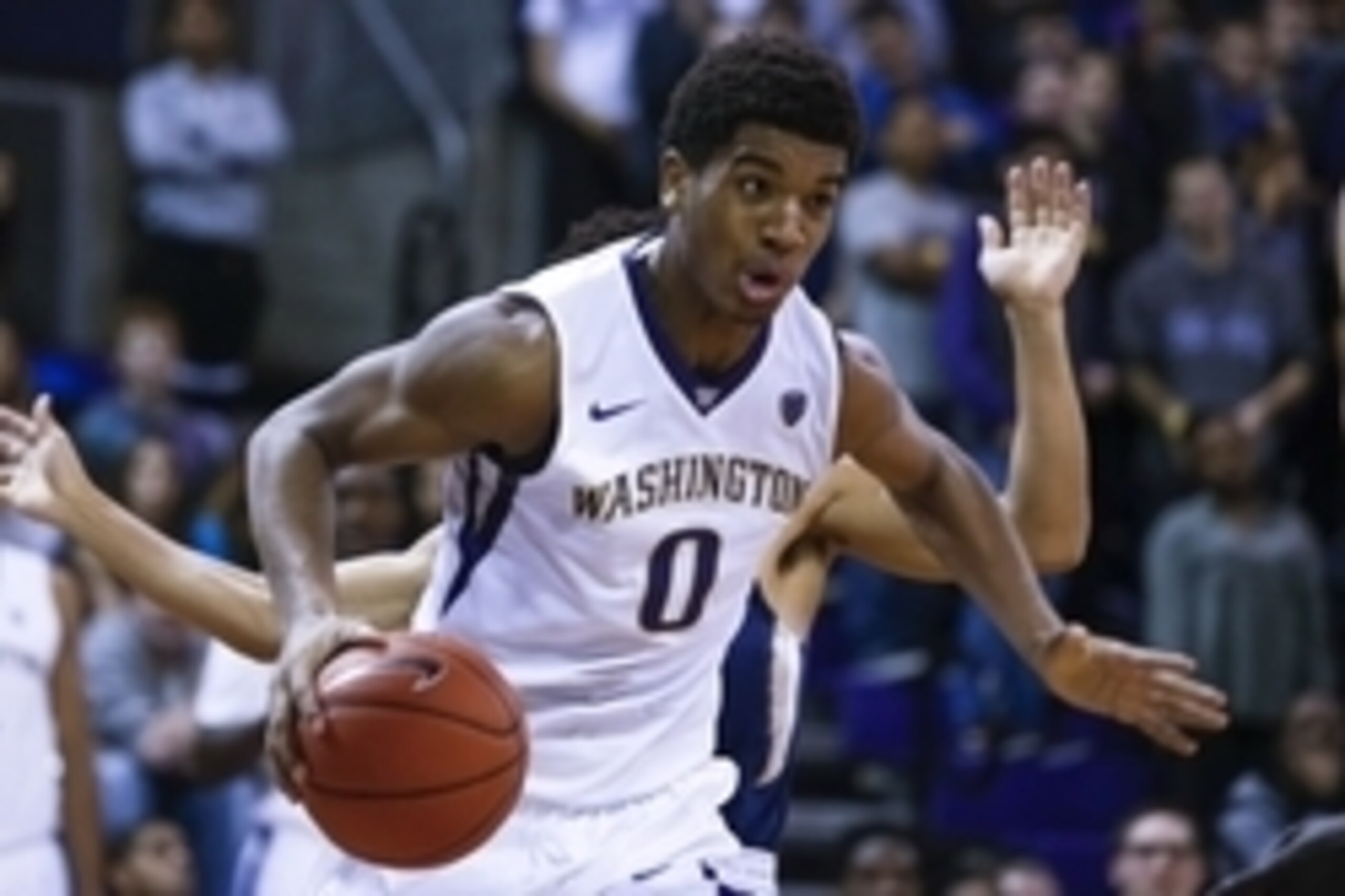 Nov 19, 2015; Seattle, WA, USA; Washington Huskies forward Marquese Chriss (0) dribbles the ball against the Mount St. Mary's Mountaineers during the second half at Alaska Airlines Arena. The Huskies won 100-67. Mandatory Credit: Joe Nicholson-USA TODAY S