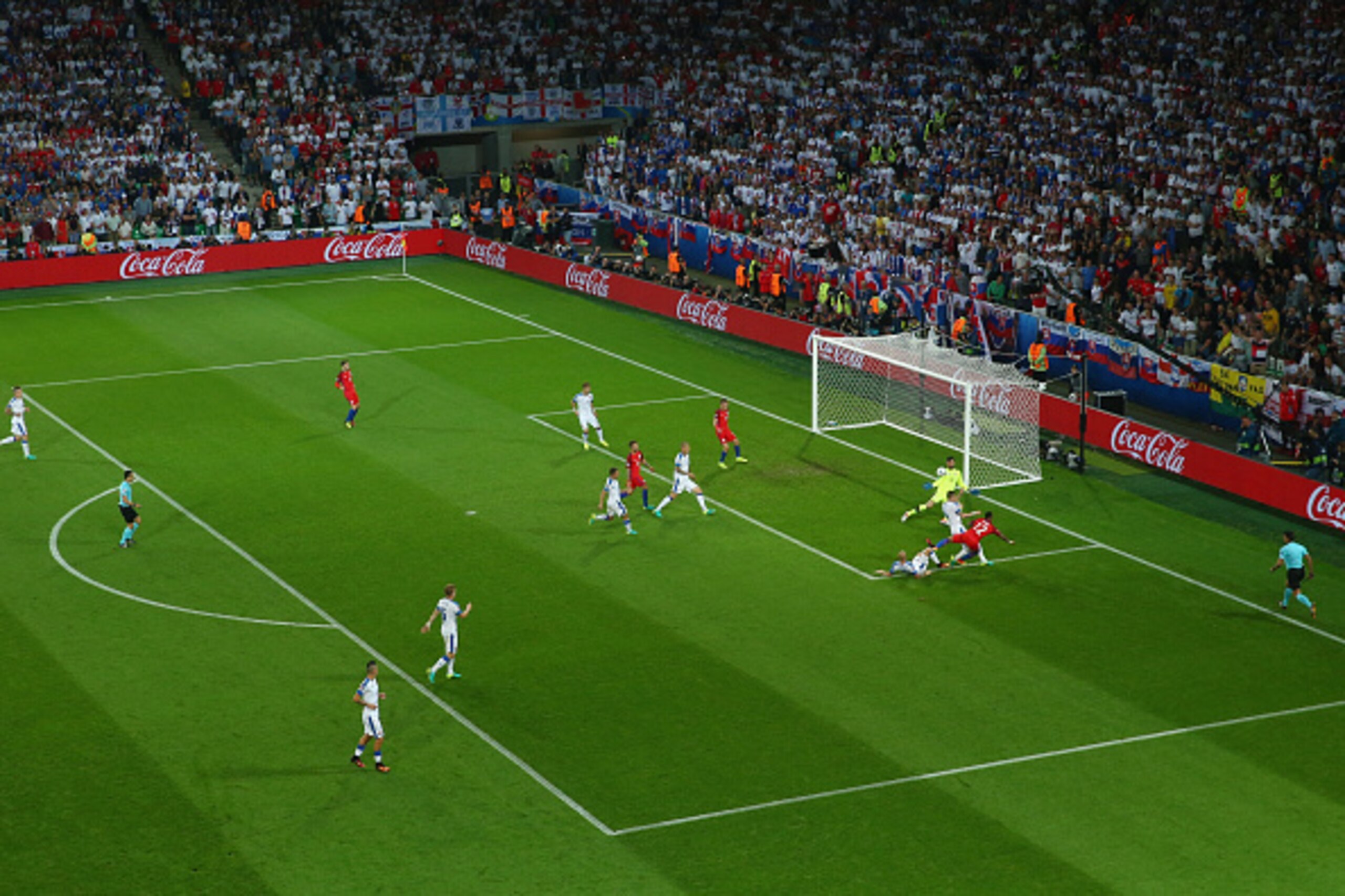 SAINT-ETIENNE, FRANCE - JUNE 20: Nathaniel Clyne of England shoots at goal during the UEFA EURO 2016 Group B match between Slovakia and England at Stade Geoffroy-Guichard on June 20, 2016 in Saint-Etienne, France.  (Photo by Michael Steele/Getty Images)