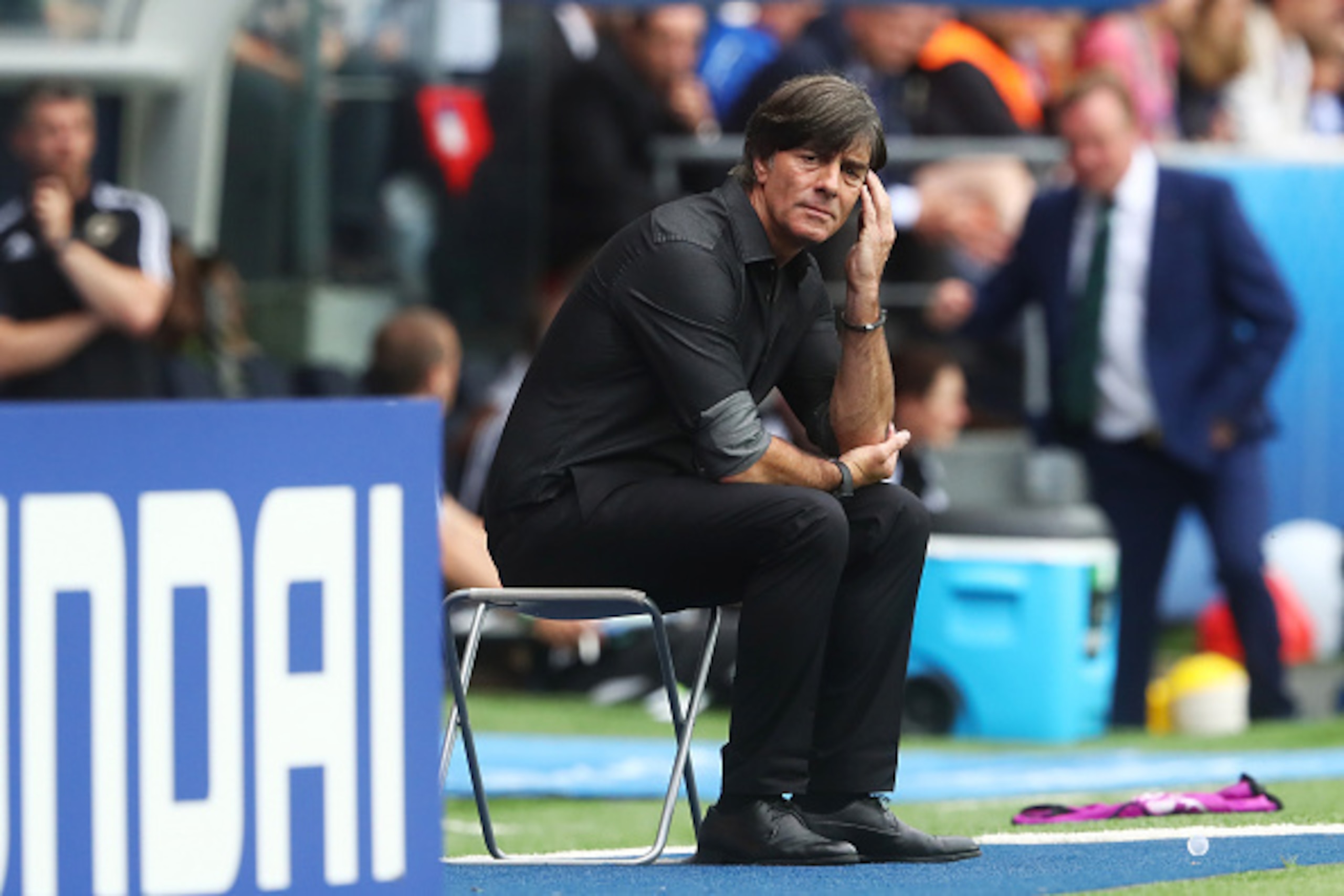 PARIS, FRANCE - JUNE 21: Joachim Loew head coach of Germany looks on during the UEFA EURO 2016 Group C match between Northern Ireland and Germany at Parc des Princes on June 21, 2016 in Paris, France.  (Photo by Alexander Hassenstein/Getty Images)