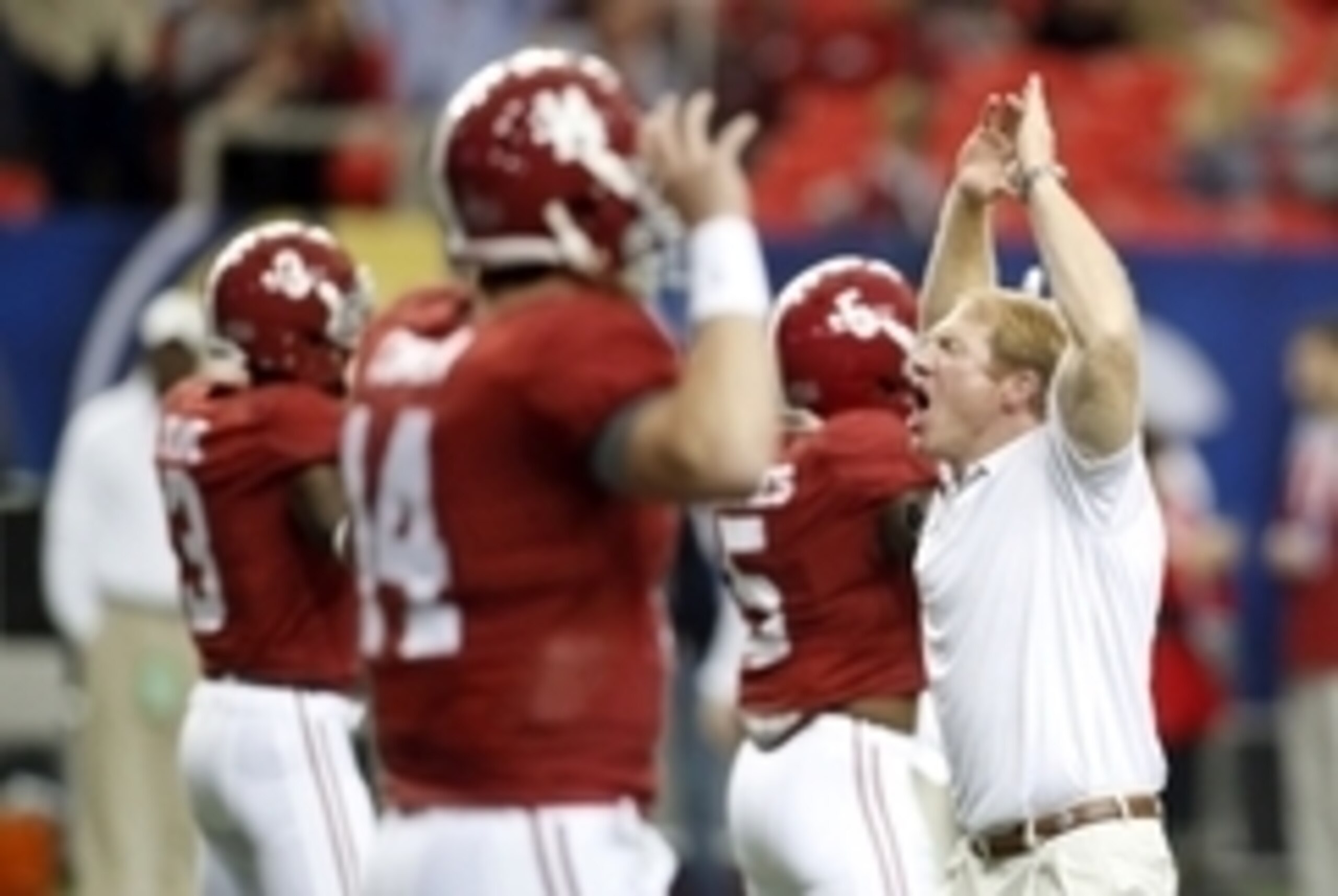 Dec 5, 2015; Atlanta, GA, USA; Alabama Crimson Tide assistant coach Scott Cochran leads the team during warm-up drill prior to facing the Florida Gators in the 2015 SEC Championship Game at the Georgia Dome. Mandatory Credit: Brett Davis-USA TODAY Sports