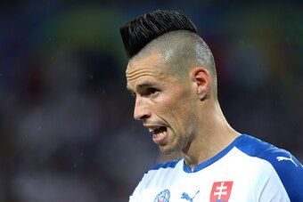 SAINT-ETIENNE, FRANCE - JUNE 20: Marek Hamsik of Slovakia looks on during the UEFA EURO 2016 Group B match between Slovakia and England at Stade Geoffroy-Guichard on June 20, 2016 in Saint-Etienne, France. (Photo by Jean Catuffe/Getty Images)