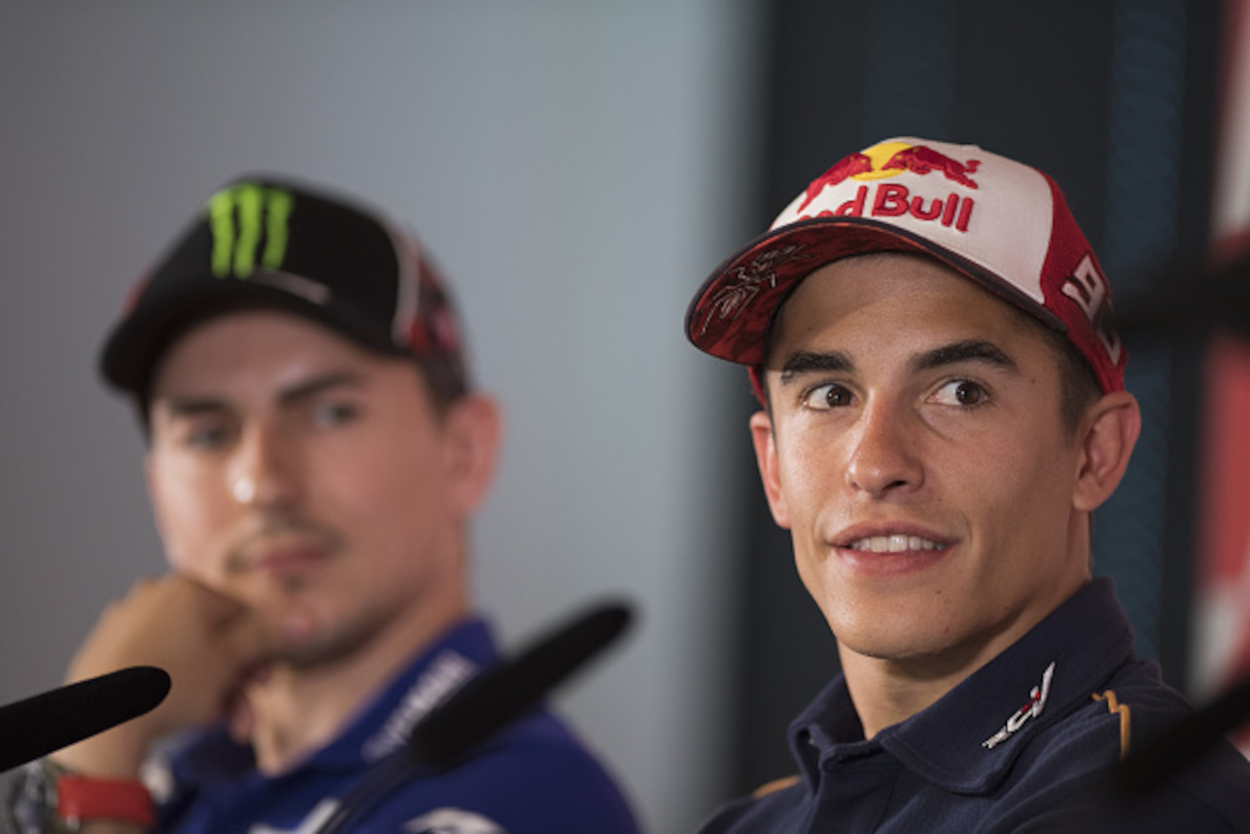 ASSEN, NETHERLANDS - JUNE 23: Marc Marquez of Spain and Repsol Honda Team smiles during the press conference pre-event during the MotoGP Netherlands - Preview at on June 23, 2016 in Assen, Netherlands. (Photo by Mirco Lazzari gp/Getty Images) ASSEN, NETHERLANDS - JUNE 23: Marc Marquez of Spain and Repsol Honda Team smiles during the press conference pre-event during the MotoGP Netherlands - Preview at on June 23, 2016 in Assen, Netherlands. (Photo by Mirco Lazzari gp/Getty Images)