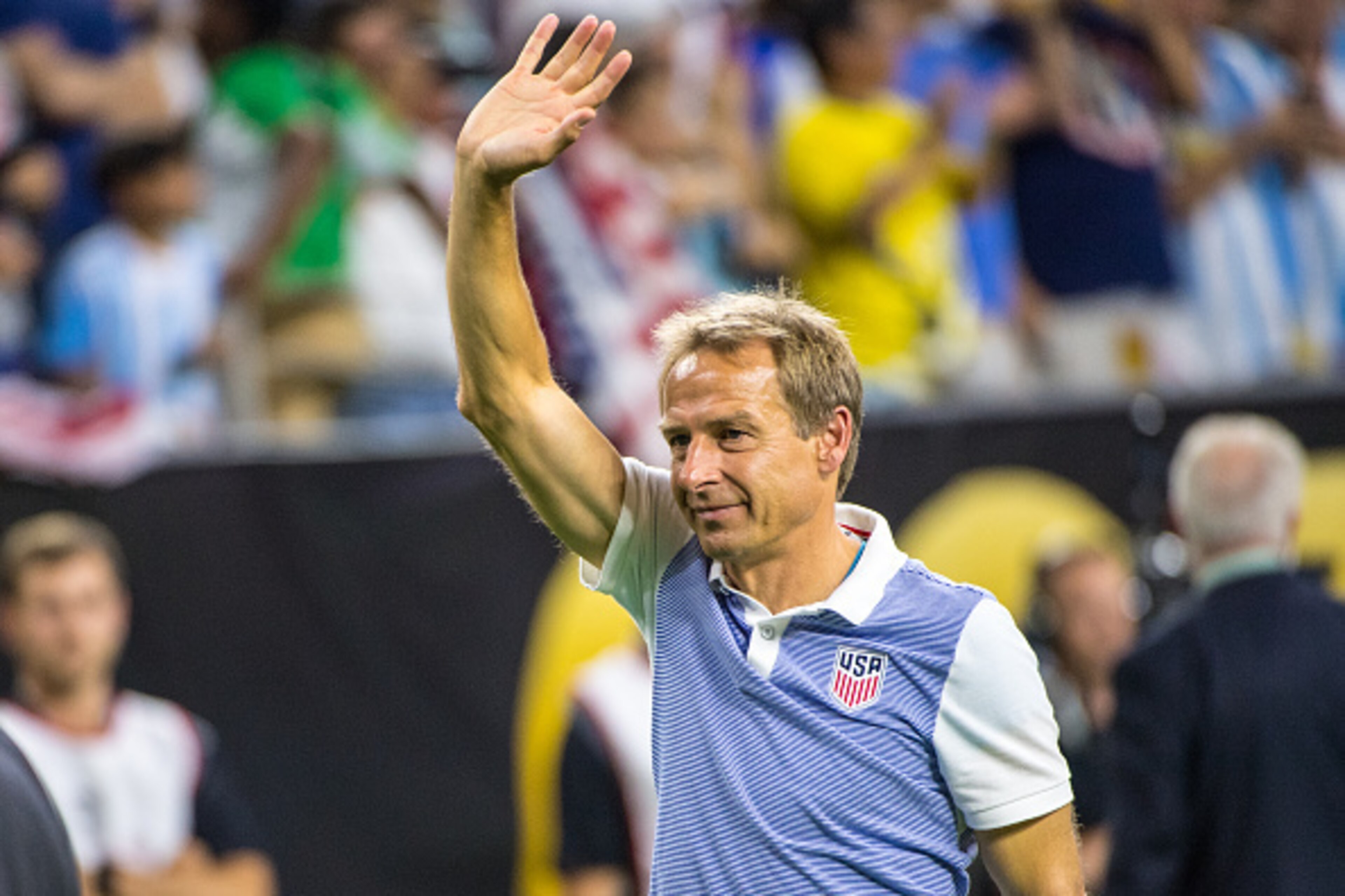 HOUSTON, TX - JUNE  21:  Jurgen Klinsmann, head coach of the United States, following the Copa America Centenario Semifinal match between United States and Argentina at NRG Stadium on June 21, 2016 in Houston, Texas.  Argentina won the match 4-0 (Photo by