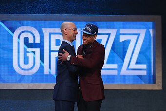 NEW YORK, NY - JUNE 23:  Wade Baldwin IV shakes hands with Commissioner Adam Silver after being drafted 17th overall by the Memphis Grizzlies in the first round of the 2016 NBA Draft at the Barclays Center on June 23, 2016 in the Brooklyn borough of New Y