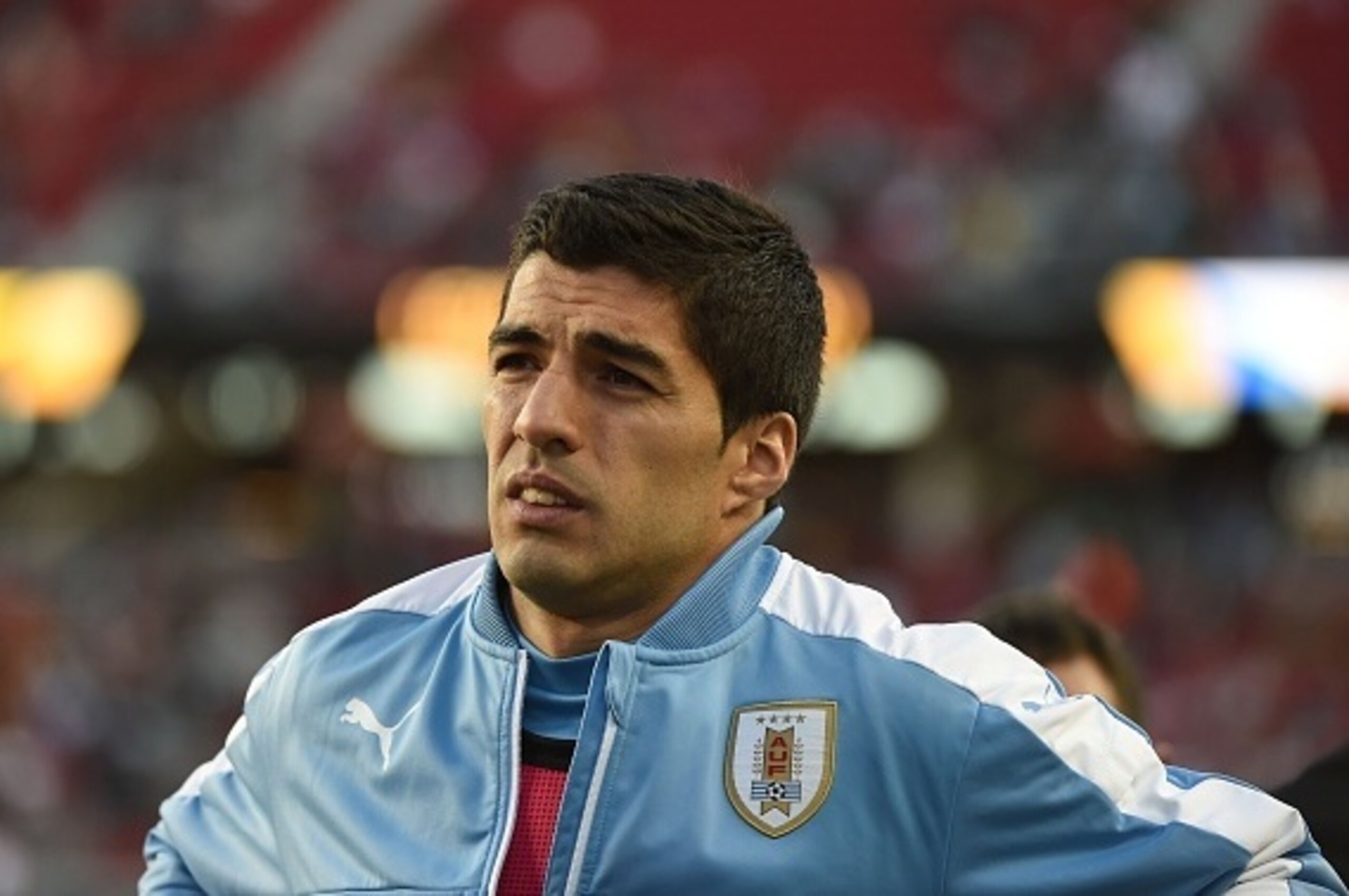 Uruguay's Luis Suarez is pictured before the start of the Copa America Centenario football tournament match against Jamaica in Santa Clara, California, United States, on June 13, 2016.  / AFP / Mark RALSTON        (Photo credit should read MARK RALSTON/AF