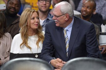 Jeanie Buss and Phil Jackson, who moved on to take over the Knicks after the Lakers' hierarchy decided not to add him to the front office in 2014.