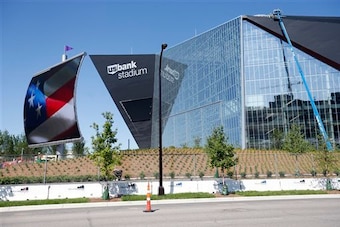 U.S. Bank Stadium, looking ready to blast off and battle aliens in Independence Day: Resurgence.