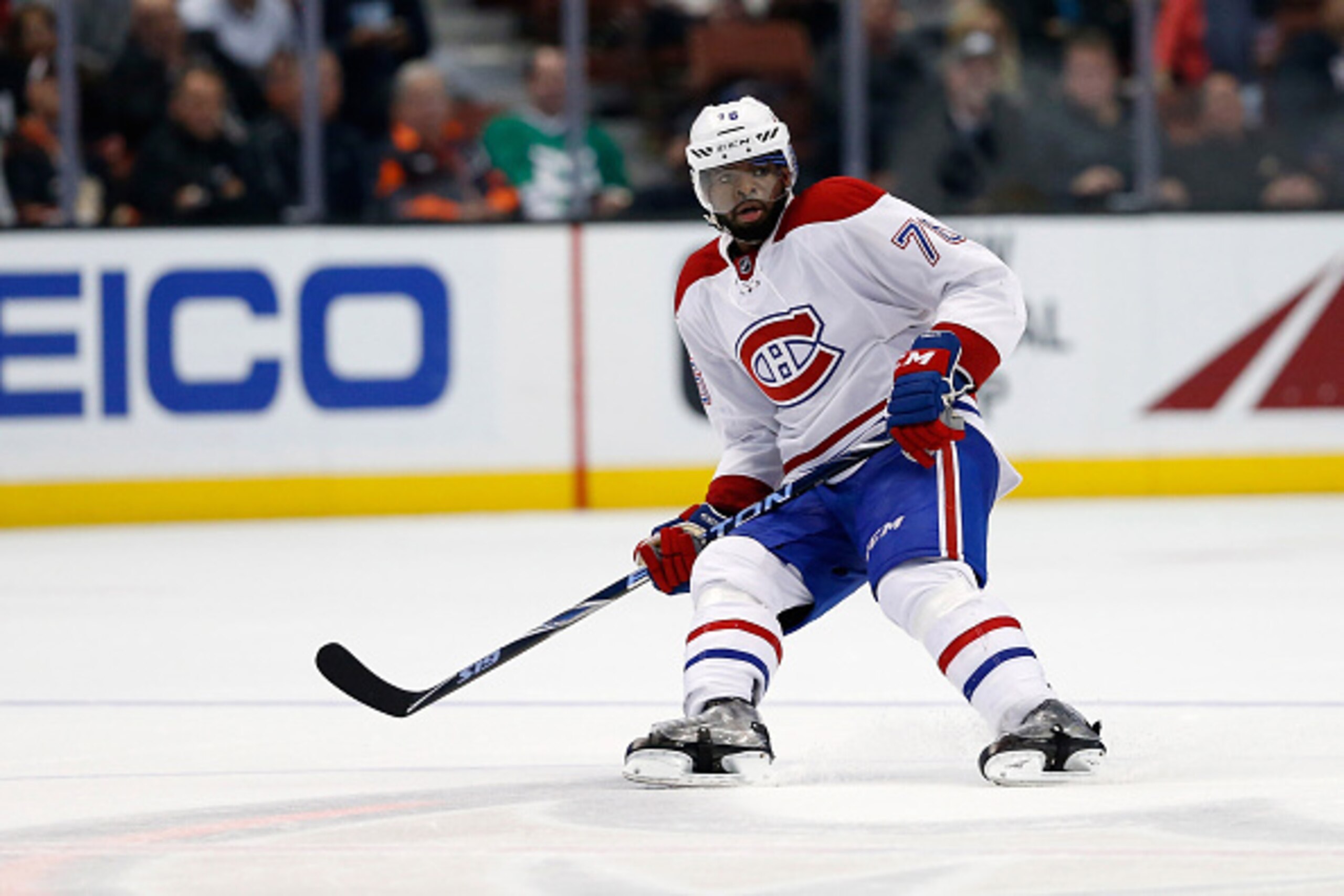 ANAHEIM, CA - MARCH 02:  P.K. Subban #76 of the Montreal Canadiens skates during a game against the Anaheim Ducks at Honda Center on March 2, 2016 in Anaheim, California.  (Photo by Sean M. Haffey/Getty Images)