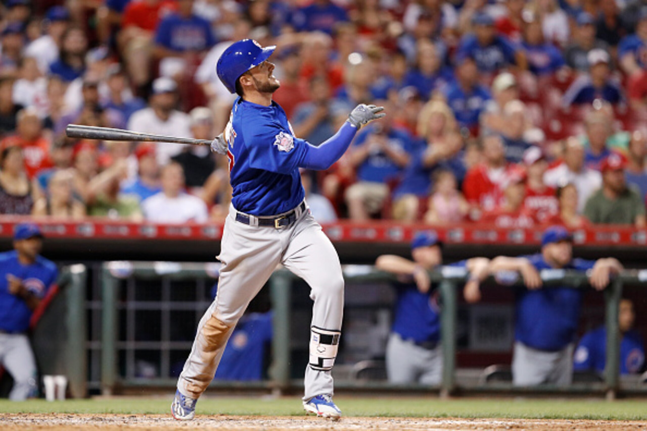 CINCINNATI, OH - JUNE 27: Kris Bryant #17 of the Chicago Cubs watches as he hits his third home run of the game against the Cincinnati Reds in the eighth inning at Great American Ball Park on June 27, 2016 in Cincinnati, Ohio. The Cubs defeated the Reds 1 CINCINNATI, OH - JUNE 27: Kris Bryant #17 of the Chicago Cubs watches as he hits his third home run of the game against the Cincinnati Reds in the eighth inning at Great American Ball Park on June 27, 2016 in Cincinnati, Ohio. The Cubs defeated the Reds 1