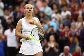 LONDON, ENGLAND - JUNE 28:  Svetlana Kuznetsova of Russia looks on during the Ladies Singles first round match against Caroline Wozniacki of Denmark on day two of the Wimbledon Lawn Tennis Championships at the All England Lawn Tennis and Croquet Club on J