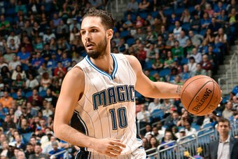 ORLANDO, FL - JANUARY 31: Evan Fournier #10 of the Orlando Magic defends the ball against the Boston Celtics during the game on January 31, 2016 at Amway Center in Orlando, Florida Or. NOTE TO USER: User expressly acknowledges and agrees that, by download