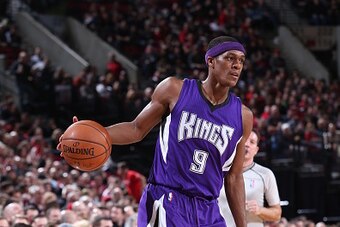PORTLAND, OR - JANUARY 26:  Rajon Rondo #9 of the Sacramento Kings handles the ball against the Portland Trail Blazers on January 26, 2016 at the Moda Center in Portland, Oregon. NOTE TO USER: User expressly acknowledges and agrees that, by downloading an