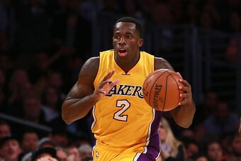 LOS ANGELES, CA - MARCH 08: Brandon Bass #2 of the Los Angeles Lakers dribbles the ball on the fastbreak during the NBA game against the Orlando Magic at Staples Center on March 8, 2016 in Los Angeles, California. NOTE TO USER: User expressly acknowledges