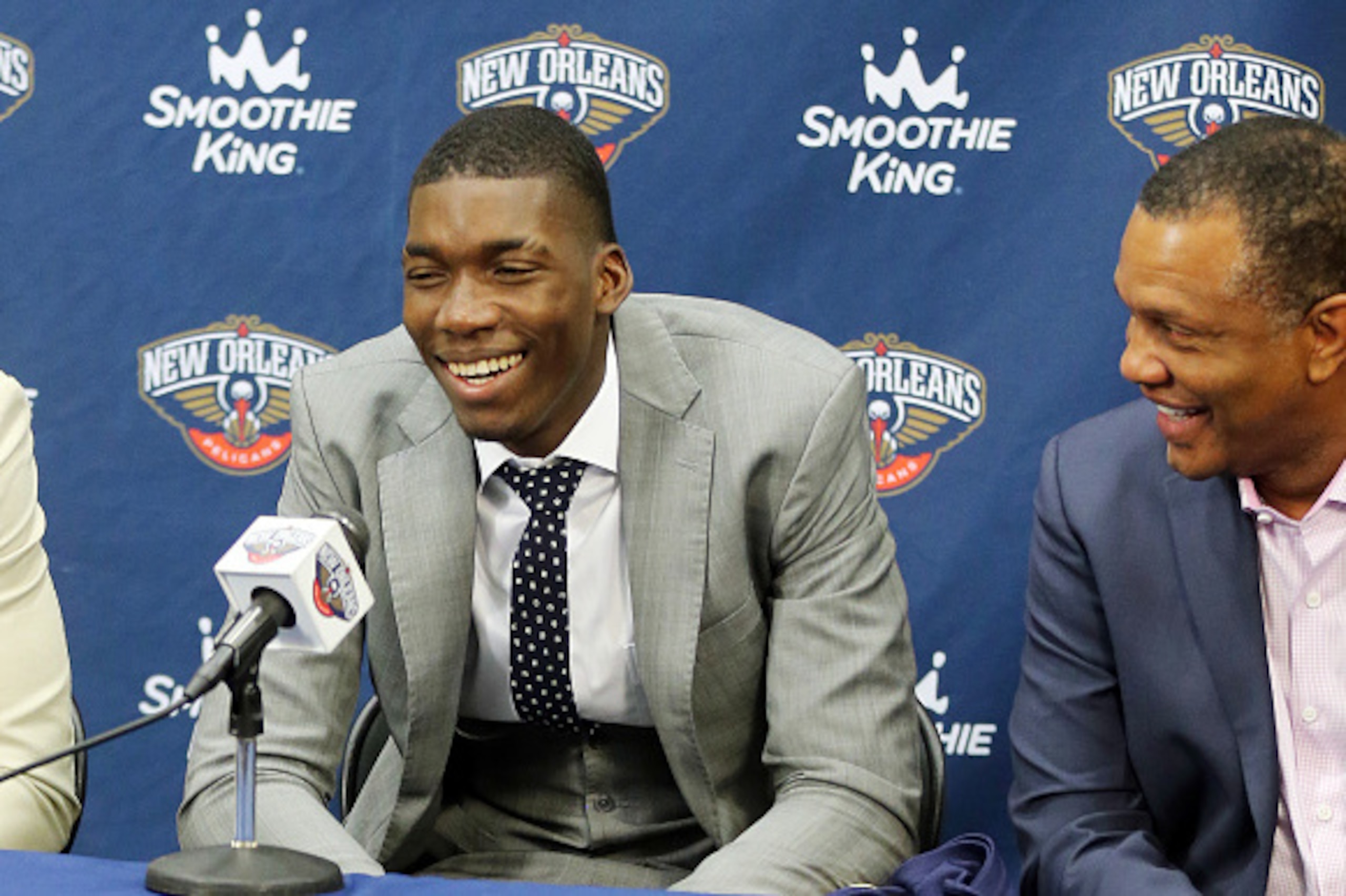NEW ORLEANS, LA - JUNE 24: The New Orleans Pelicans introduce the team's 2016 Draft selection Cheick Diallo on June 24, 2016 at the New Orleans Practice Facility in New Orleans, Louisiana. NOTE TO USER: User expressly acknowledges and agrees that, by dow NEW ORLEANS, LA - JUNE 24: The New Orleans Pelicans introduce the team's 2016 Draft selection Cheick Diallo on June 24, 2016 at the New Orleans Practice Facility in New Orleans, Louisiana. NOTE TO USER: User expressly acknowledges and agrees that, by dow