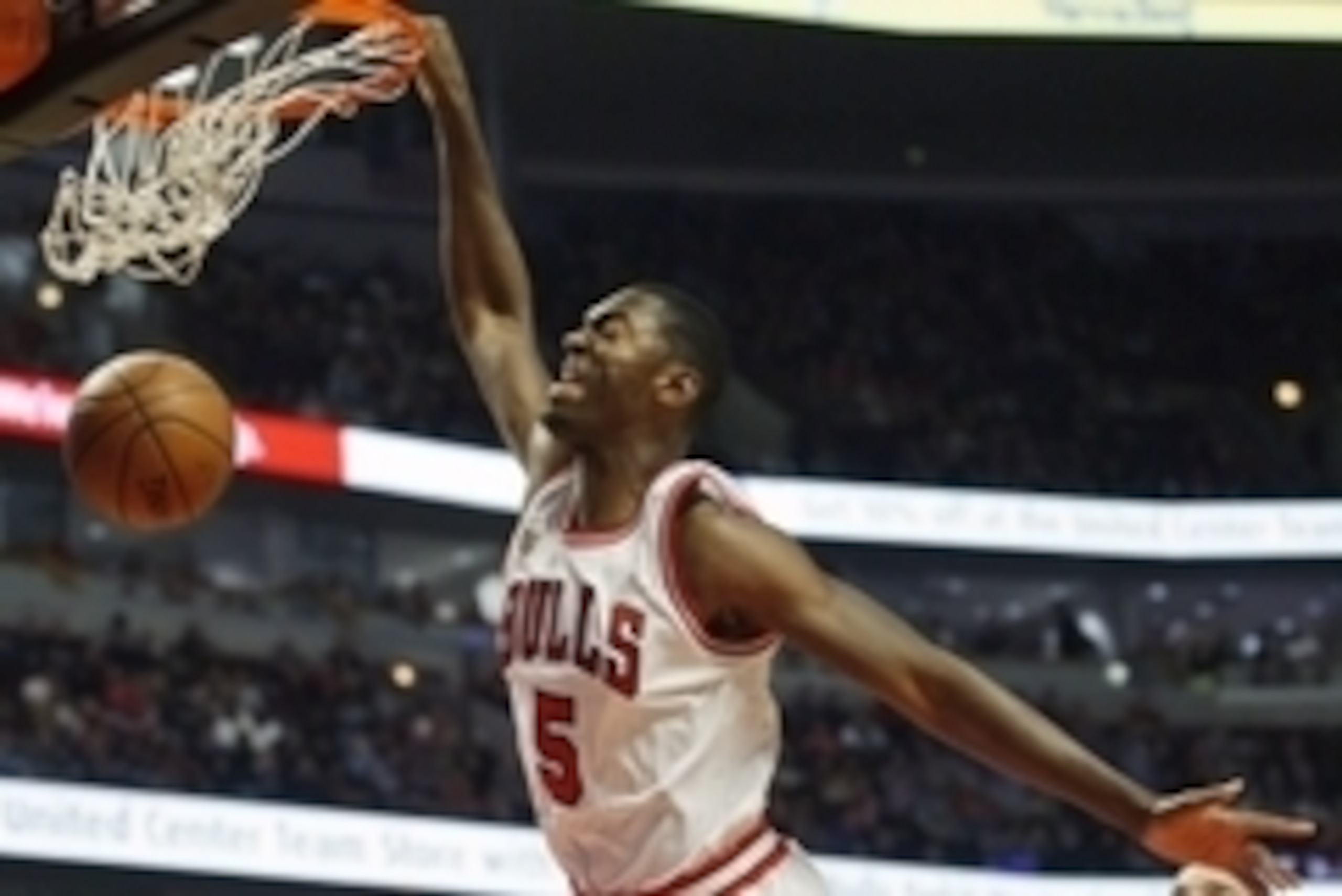 Mar 21, 2016; Chicago, IL, USA; Chicago Bulls forward Bobby Portis (5) scores against Sacramento Kings center Kosta Koufos (41) during the first half at United Center. Mandatory Credit: Kamil Krzaczynski-USA TODAY Sports Mar 21, 2016; Chicago, IL, USA; Chicago Bulls forward Bobby Portis (5) scores against Sacramento Kings center Kosta Koufos (41) during the first half at United Center. Mandatory Credit: Kamil Krzaczynski-USA TODAY Sports