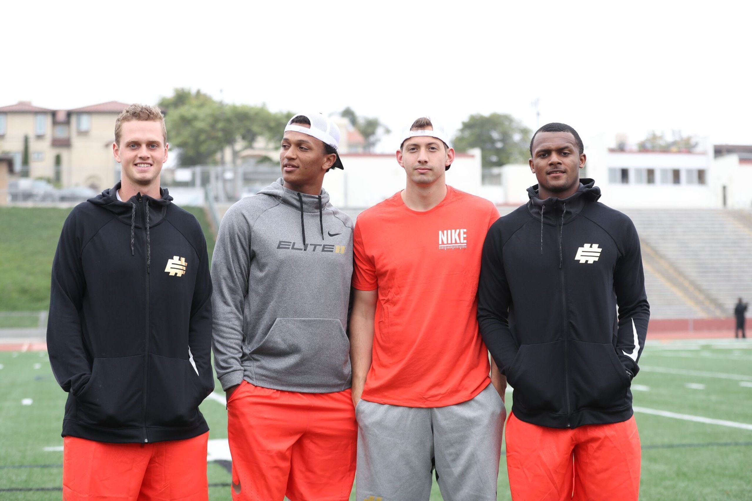 Elite 11 college counselors from left to right: USC's Max Browne, Notre Dame's DeShone Kizer, California's Davis Webb and Clemson's Deshaun Watson.