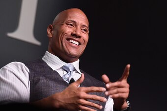 NEW YORK, NY - NOVEMBER 09:  Actor Dwayne 'The Rock' Johnson speaks onstage during 'The Next Intersection For Hollywood with William Morris Endeavor's Ari Emanuel, Patrick Whitesell and Dwayne 'The Rock' Johnson' at the Fast Company Innovation Festival on